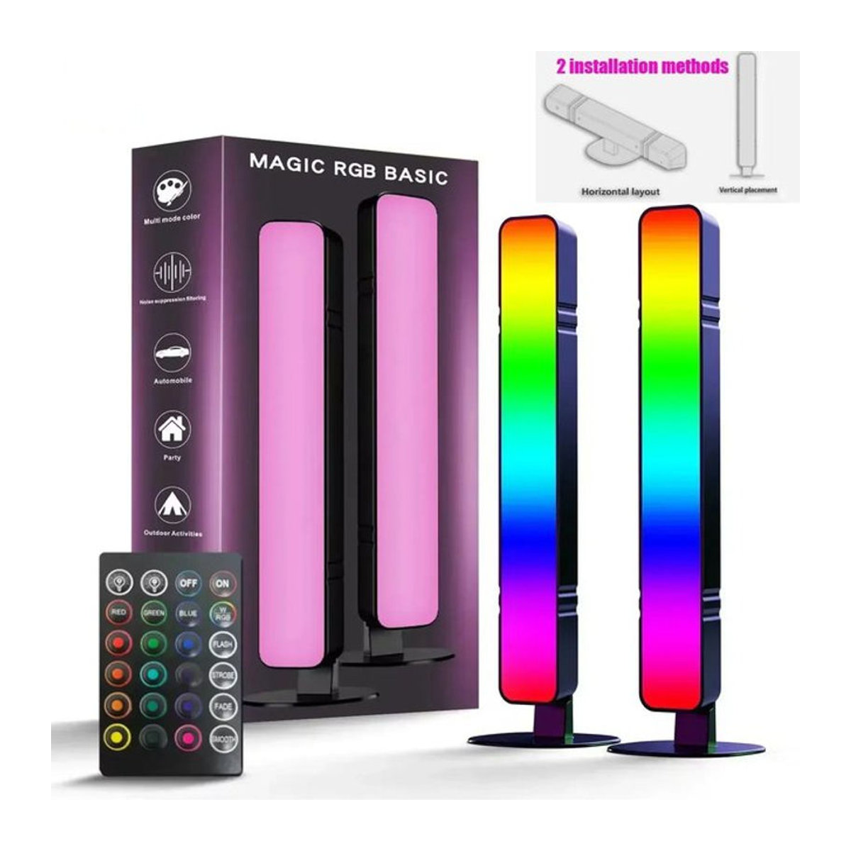 SKYSHADOW RGB LED Musik-Rhythmus Lichtleiste Tischlampe mit Fernbedienung in Bunt für Gaming Setup und Deko - Bild 1