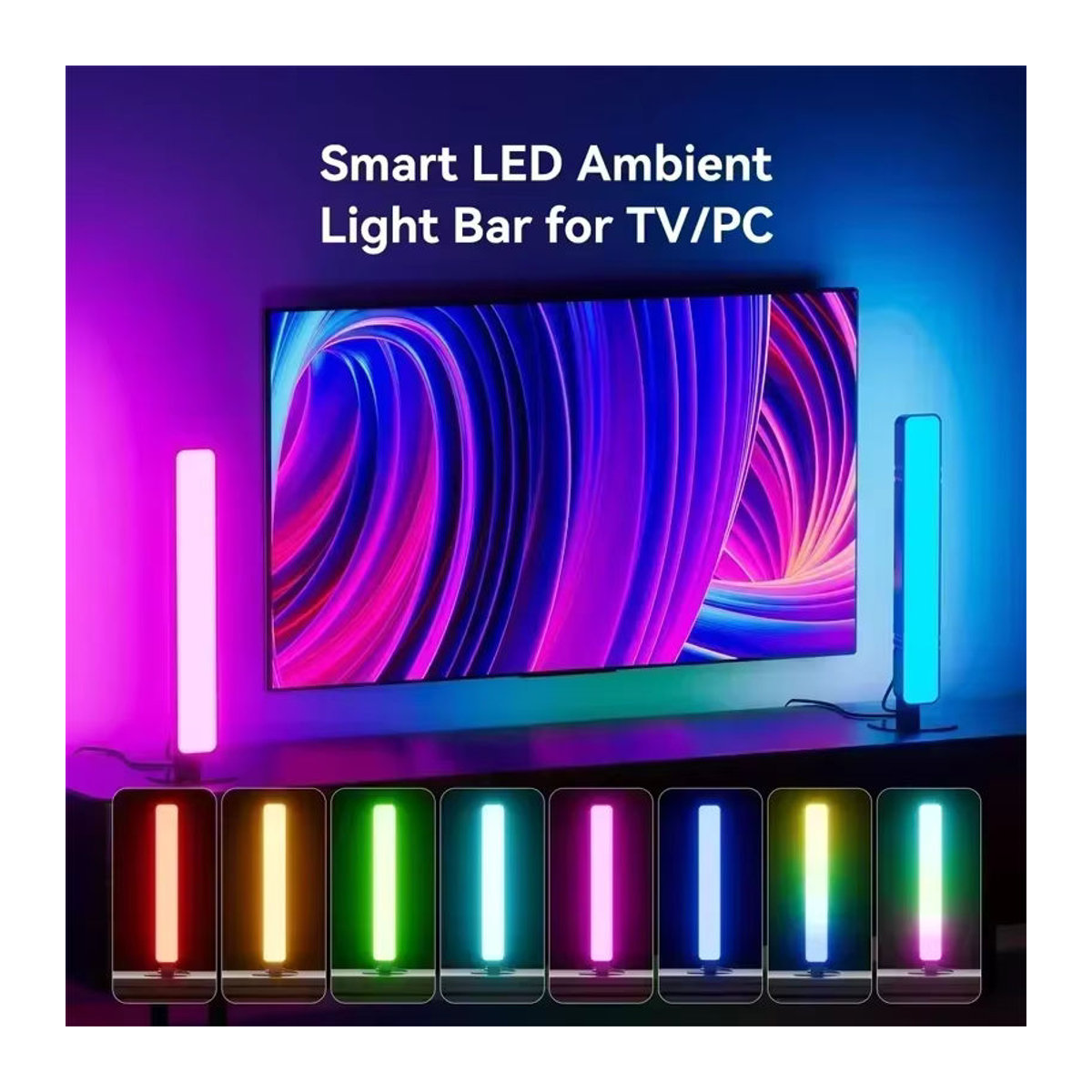 SKYSHADOW RGB LED Musik-Rhythmus Lichtleiste Tischlampe mit Fernbedienung in Bunt für Gaming Setup und Deko - Bild 2