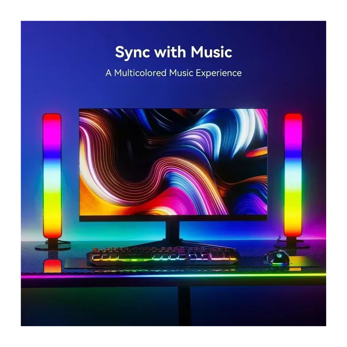 SKYSHADOW RGB LED Musik-Rhythmus Lichtleiste Tischlampe mit Fernbedienung in Bunt für Gaming Setup und Deko - Bild 4