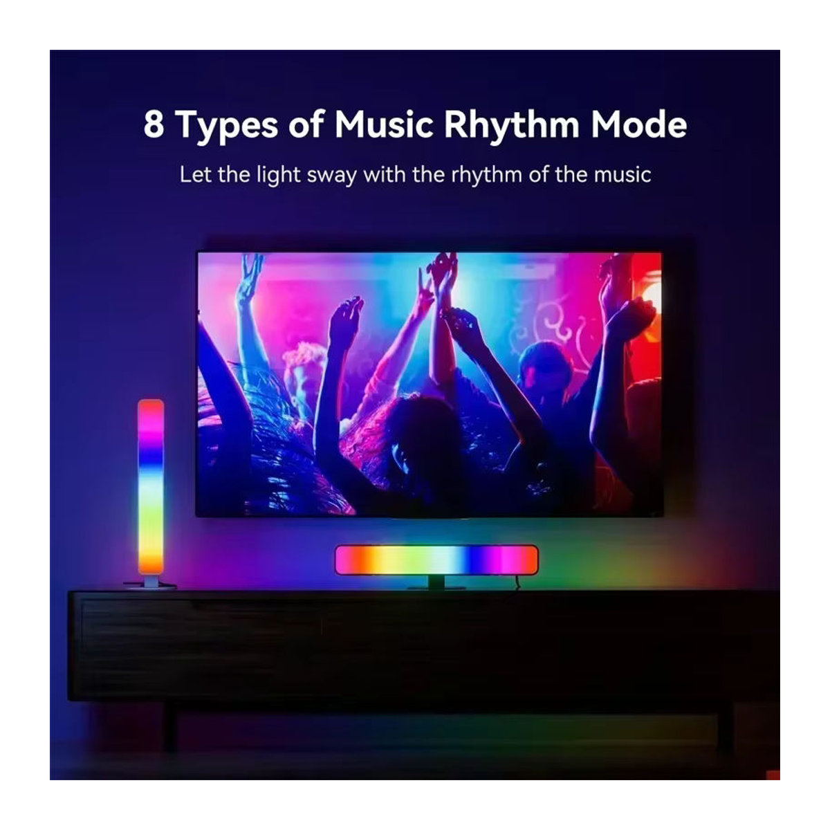 SKYSHADOW RGB LED Musik-Rhythmus Lichtleiste Tischlampe mit Fernbedienung in Bunt für Gaming Setup und Deko - Bild 5