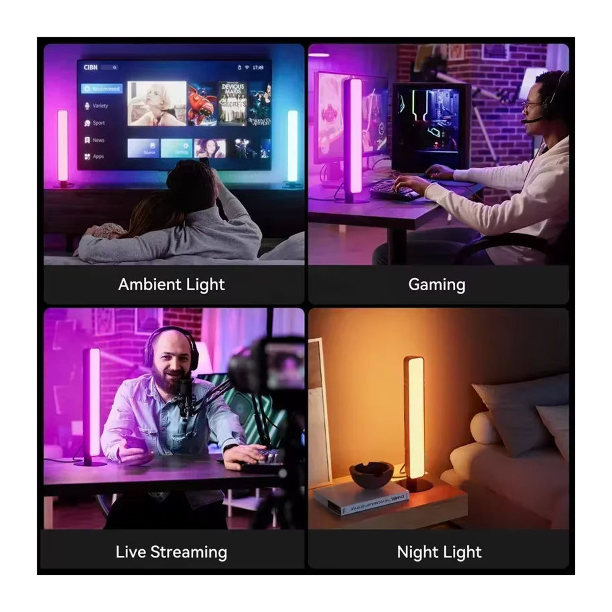 SKYSHADOW RGB LED Musik-Rhythmus Lichtleiste Tischlampe mit Fernbedienung in Bunt für Gaming Setup und Deko - Bild 6