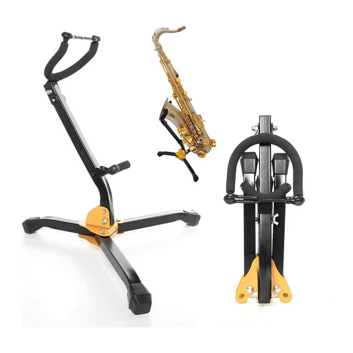 SLADE Saxophonständer für Alto, Tenor und Sopran in Schwarz, faltbar und tragbar mit Metallbeinen - Bild 1