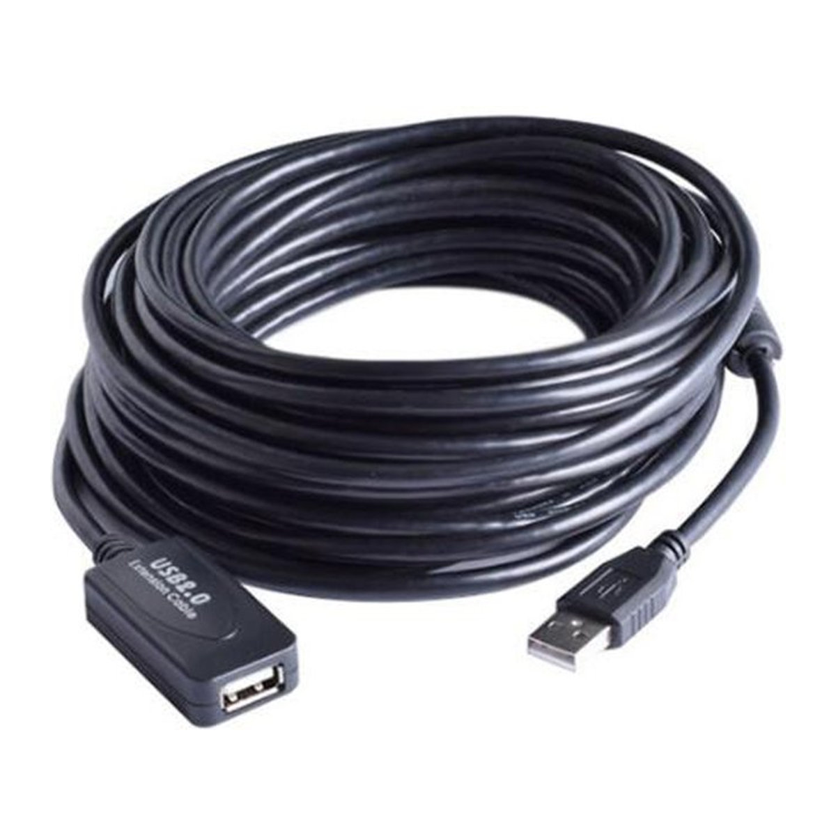 SLINYA USB 2.0 Verlängerungskabel mit aktivem Repeater Männlich zu Weiblich in Schwarz - Bild 1