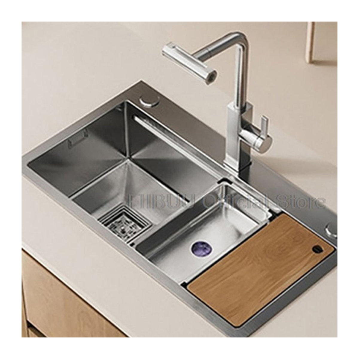 Slofy Küchenspüle aus Edelstahl 304 in modernem Design mit großer Einzelschüssel und Unterbau-Topmount-Montage - Bild 1