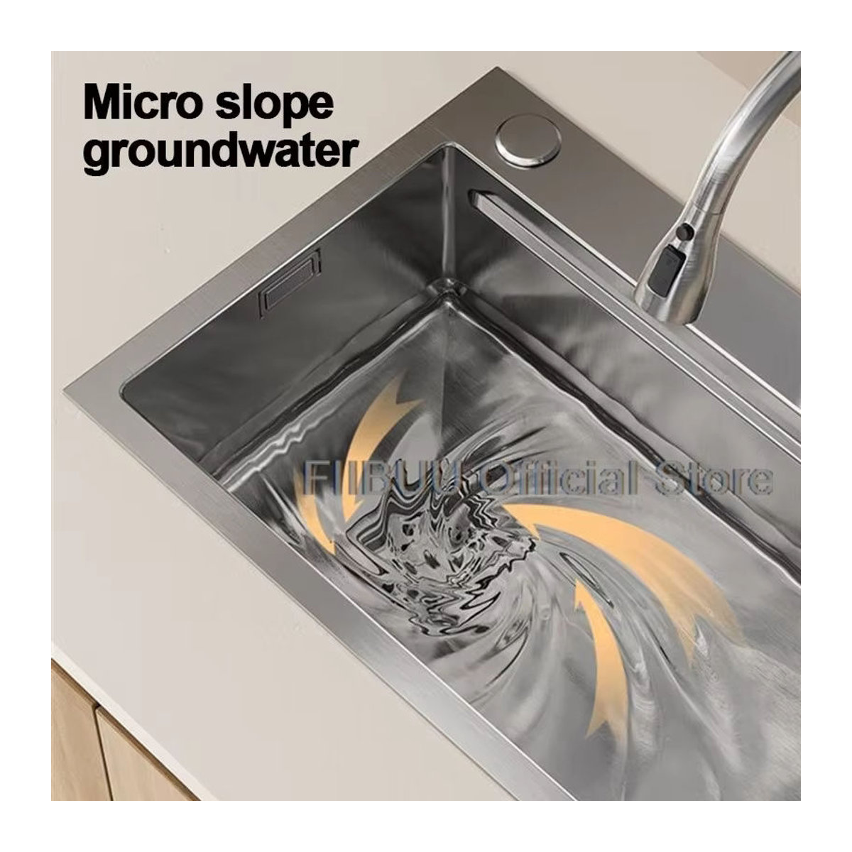 Slofy Küchenspüle aus Edelstahl 304 in modernem Design mit großer Einzelschüssel und Unterbau-Topmount-Montage - Bild 4