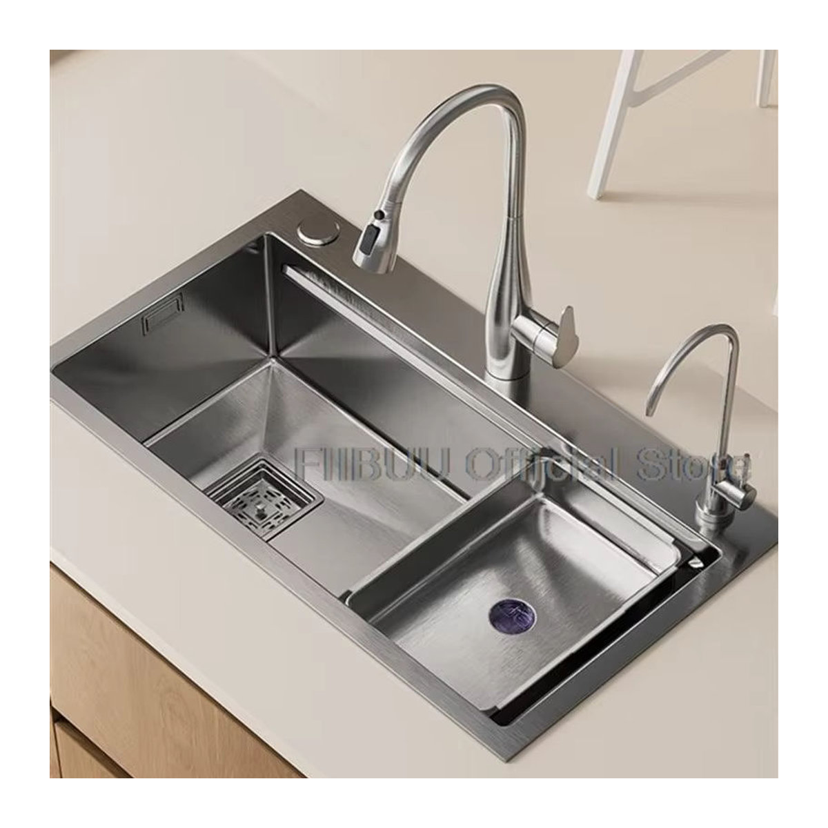 Slofy Küchenspüle aus Edelstahl 304 in modernem Design mit großer Einzelschüssel und Unterbau-Topmount-Montage - Bild 5