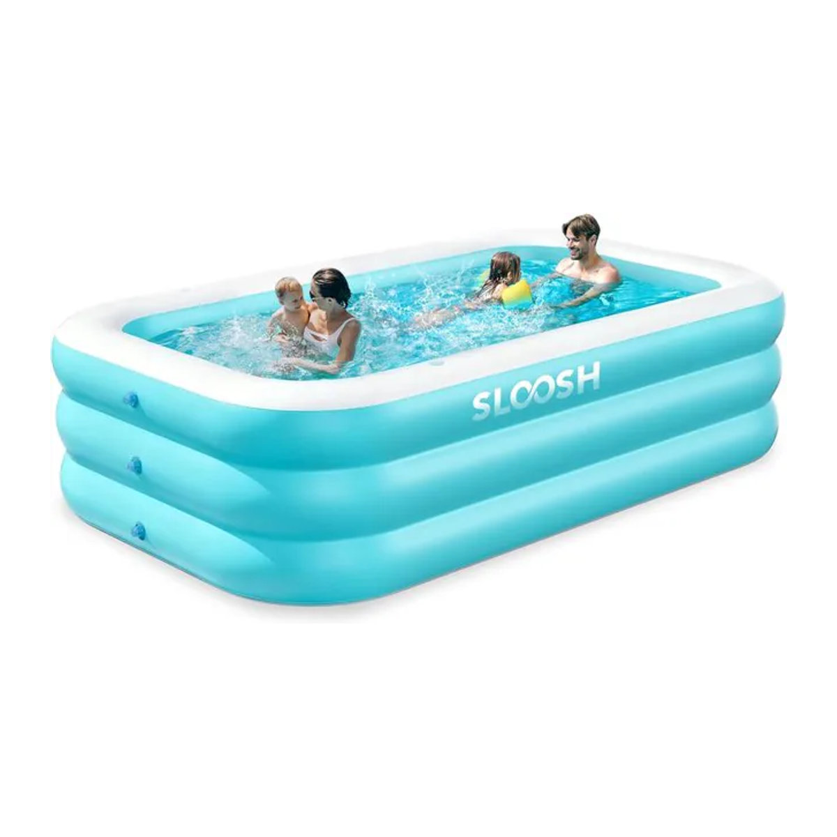 Sloosh Aufblasbarer Pool für Erwachsene in Blau mit Sitzen, robuster oberirdischer Pool für Garten und Hinterhof, B/T/H: 330 x 183 x 56 cm - Bild 1