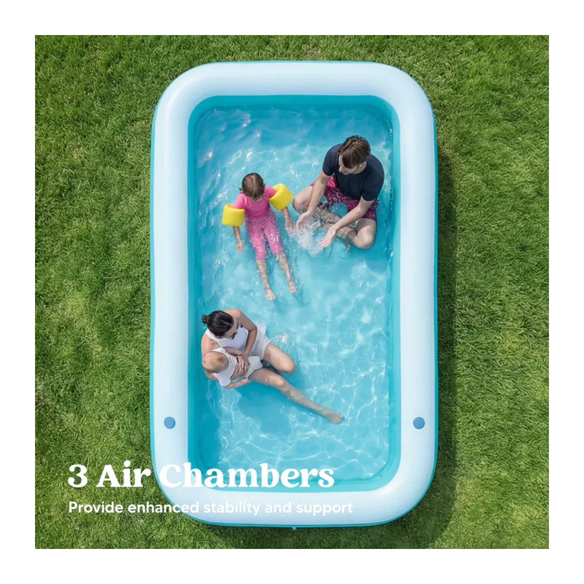 Sloosh Aufblasbarer Pool für Erwachsene in Blau mit Sitzen, robuster oberirdischer Pool für Garten und Hinterhof, B/T/H: 330 x 183 x 56 cm - Bild 3