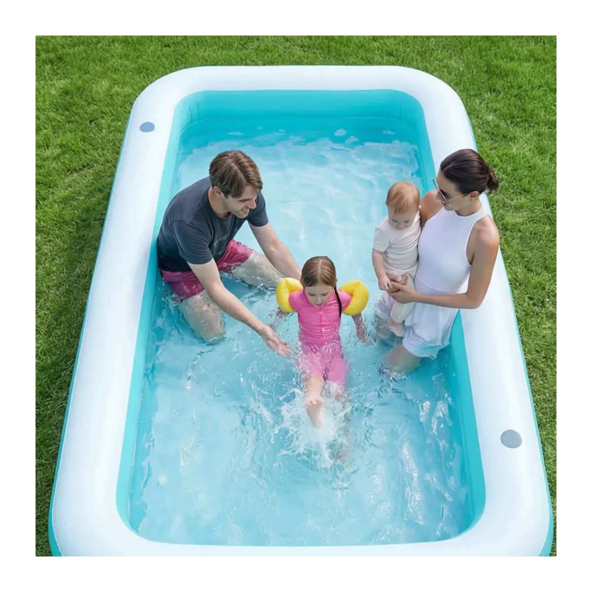 Sloosh Aufblasbarer Pool für Erwachsene in Blau mit Sitzen, robuster oberirdischer Pool für Garten und Hinterhof, B/T/H: 330 x 183 x 56 cm - Bild 5