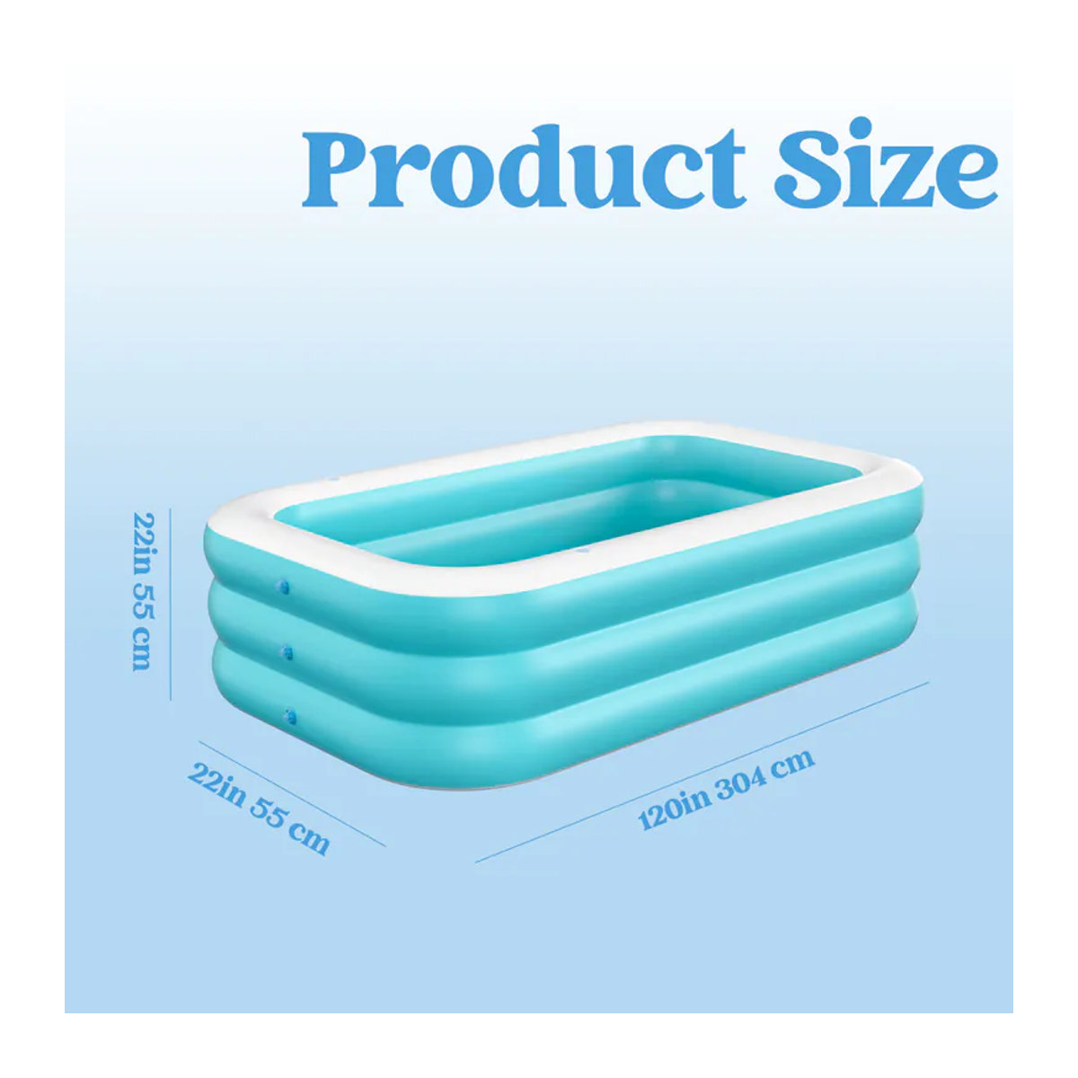 Sloosh Aufblasbarer Pool für Erwachsene in Blau mit Sitzen, robuster oberirdischer Pool für Garten und Hinterhof, B/T/H: 330 x 183 x 56 cm - Bild 6