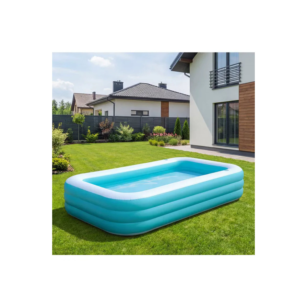 Sloosh Aufblasbarer Pool für Erwachsene in Blau mit Sitzen, robuster oberirdischer Pool für Garten und Hinterhof, B/T/H: 330 x 183 x 56 cm - Bild 7