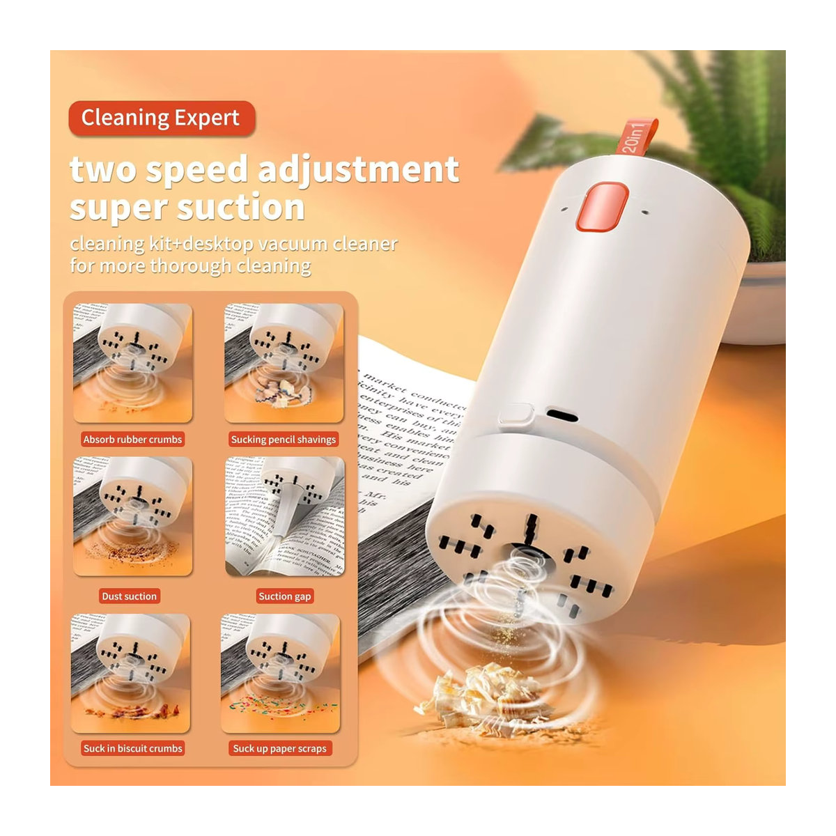 SLXKJ 21in1 Mini-Staubsauger und Reinigungsbürsten-Set in Weiß für Mobiltelefone und Computer-Kameras - Bild 3