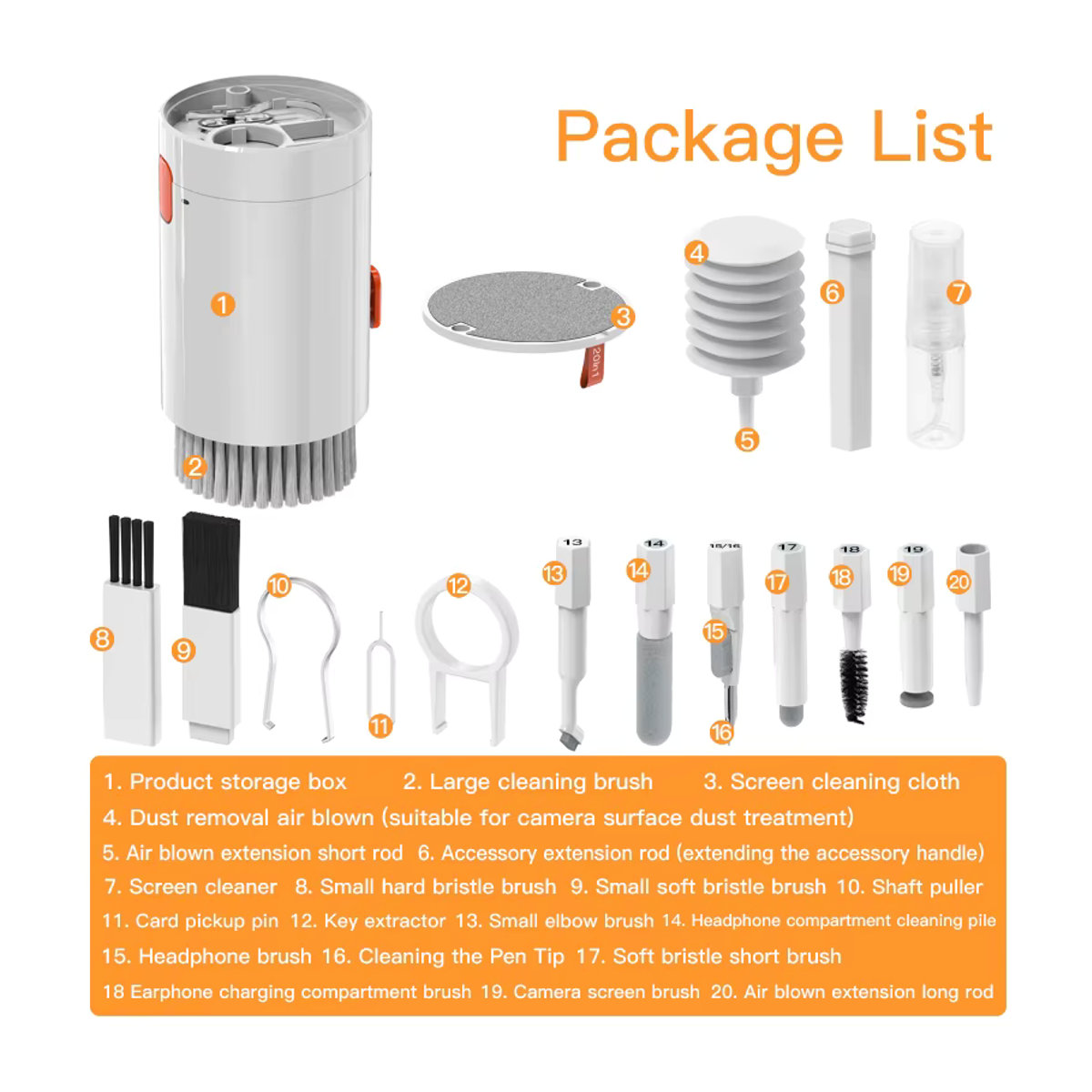 SLXKJ 21in1 Mini-Staubsauger und Reinigungsbürsten-Set in Weiß für Mobiltelefone und Computer-Kameras - Bild 5
