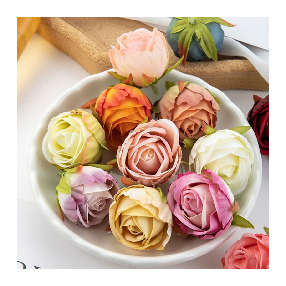 SM R Künstliche Rosen aus Textil in Rosa und Mehrfarbig für Hochzeit, Weihnachten und Dekoration, 10 Stück - Bild 1