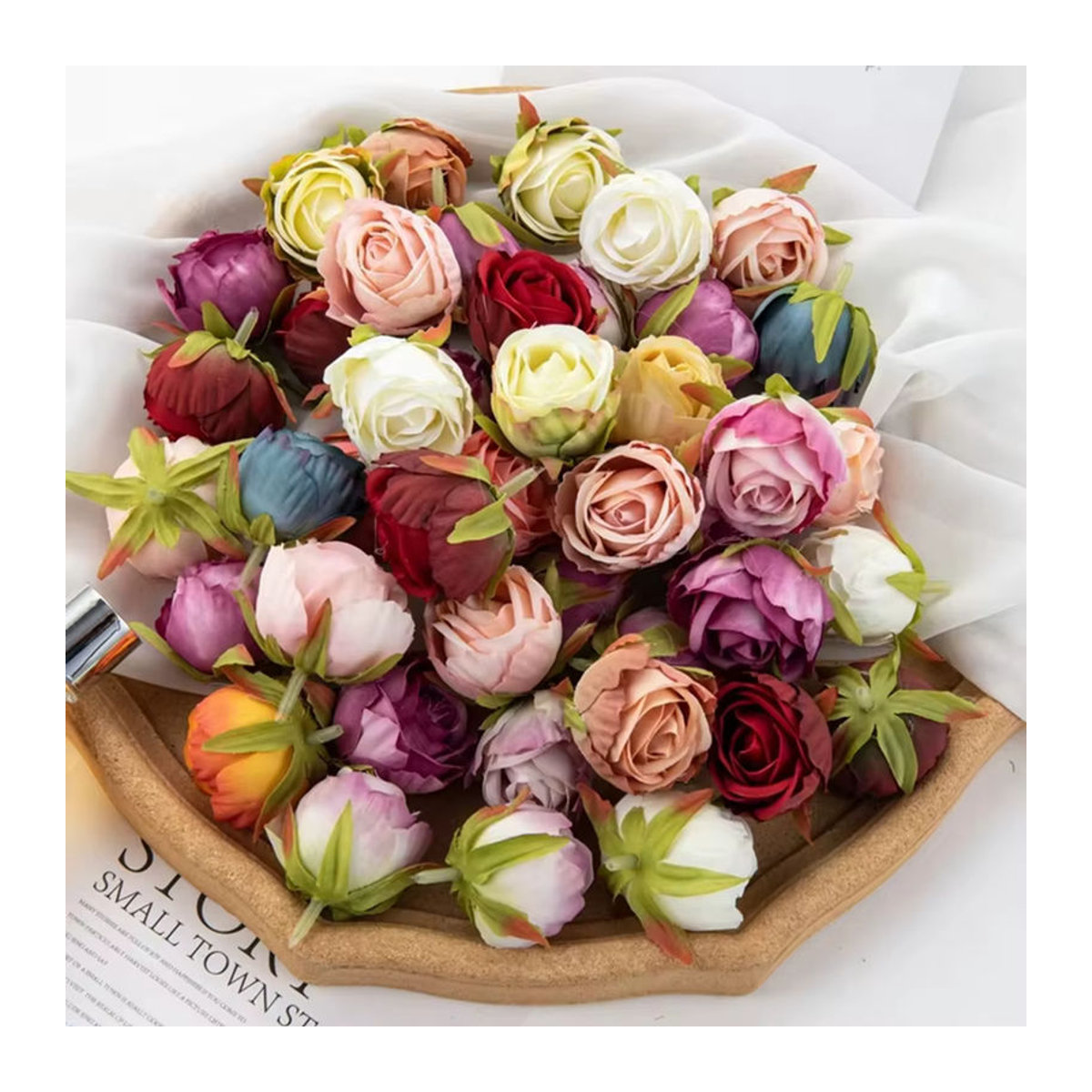 SM R Künstliche Rosen aus Textil in Rosa und Mehrfarbig für Hochzeit, Weihnachten und Dekoration, 10 Stück - Bild 2