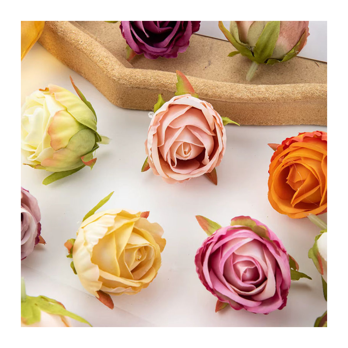 SM R Künstliche Rosen aus Textil in Rosa und Mehrfarbig für Hochzeit, Weihnachten und Dekoration, 10 Stück - Bild 3