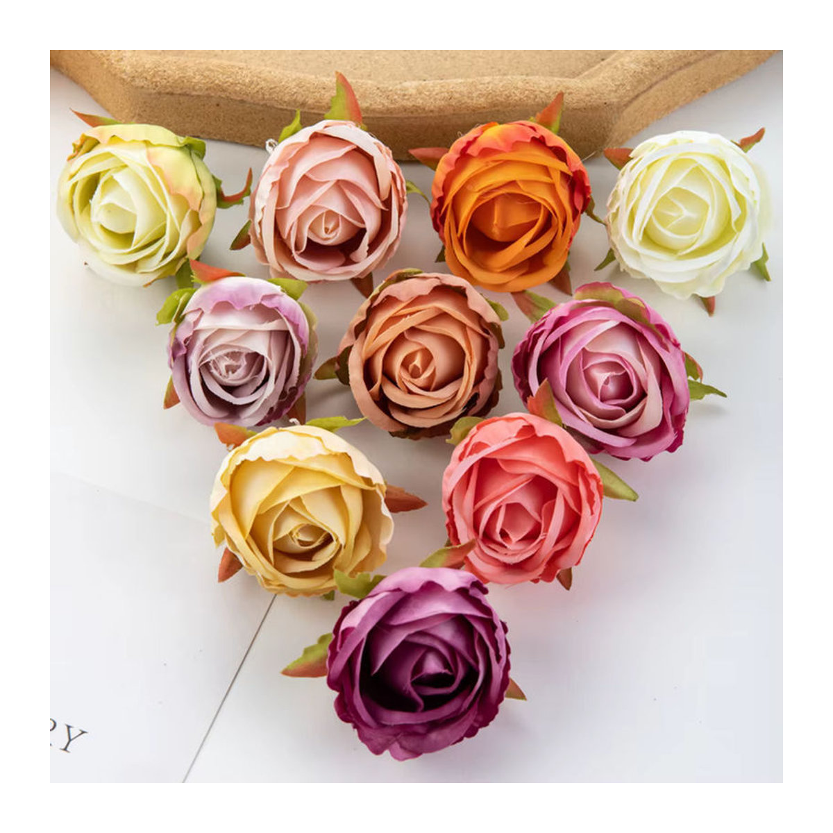 SM R Künstliche Rosen aus Textil in Rosa und Mehrfarbig für Hochzeit, Weihnachten und Dekoration, 10 Stück - Bild 4