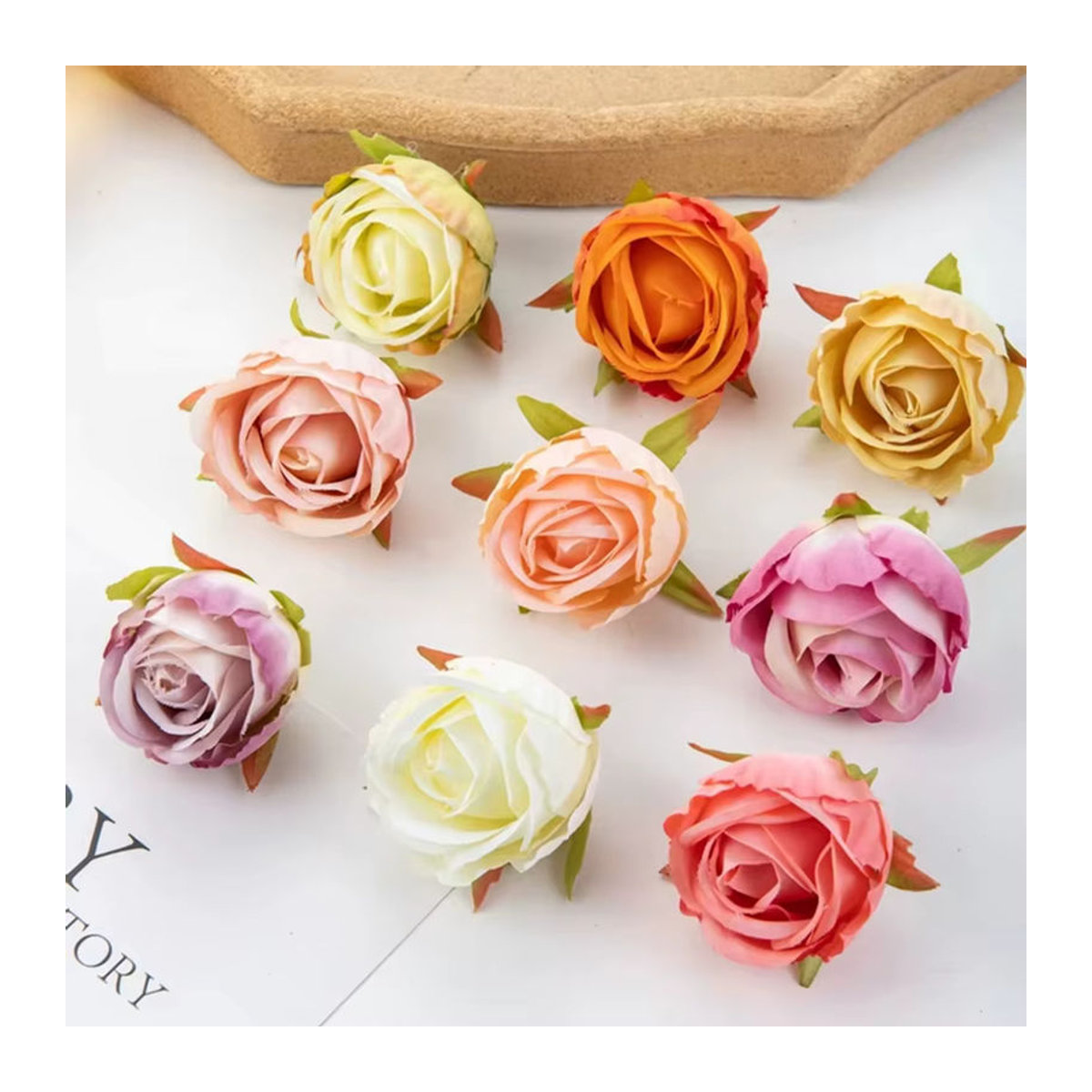 SM R Künstliche Rosen aus Textil in Rosa und Mehrfarbig für Hochzeit, Weihnachten und Dekoration, 10 Stück - Bild 5