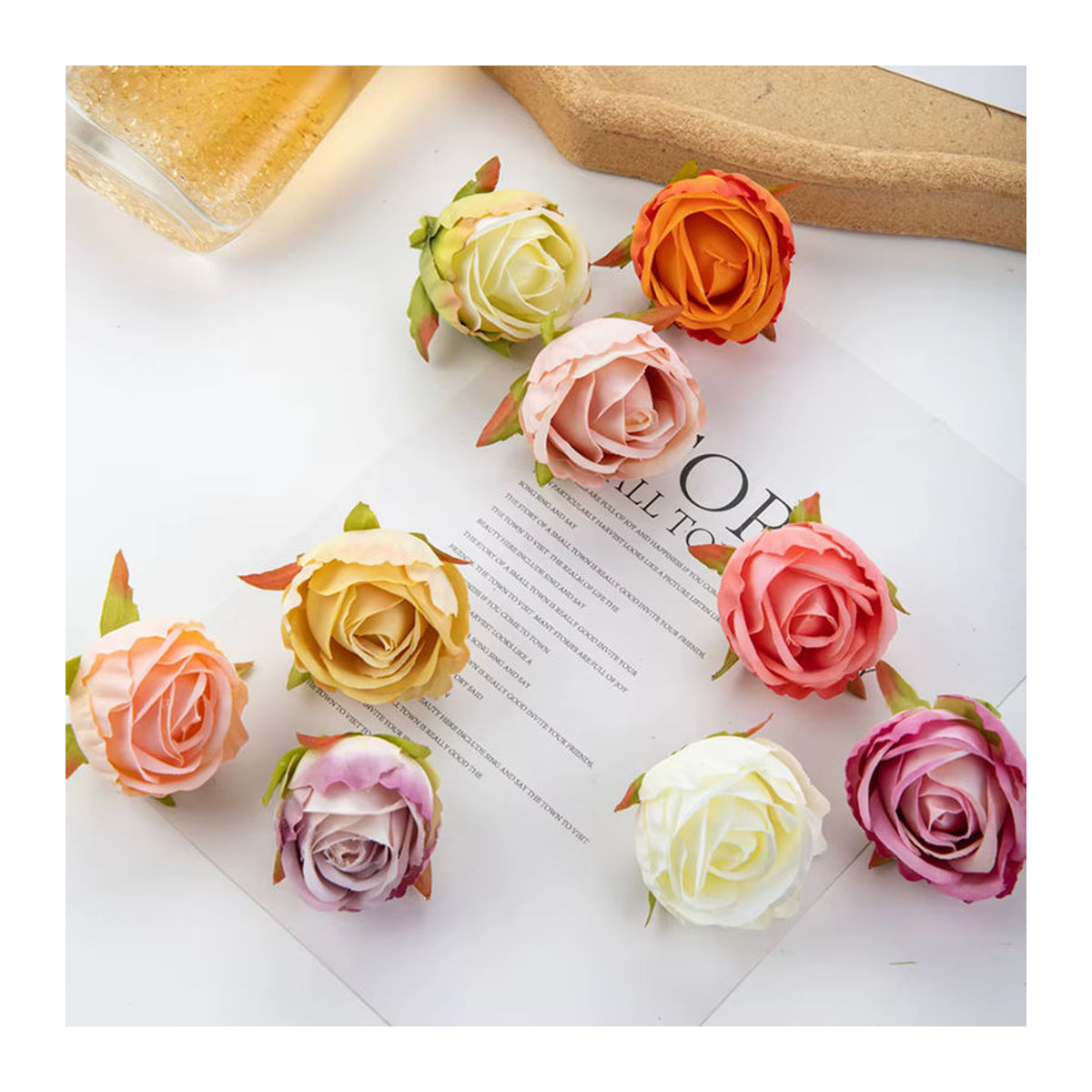SM R Künstliche Rosen aus Textil in Rosa und Mehrfarbig für Hochzeit, Weihnachten und Dekoration, 10 Stück - Bild 6