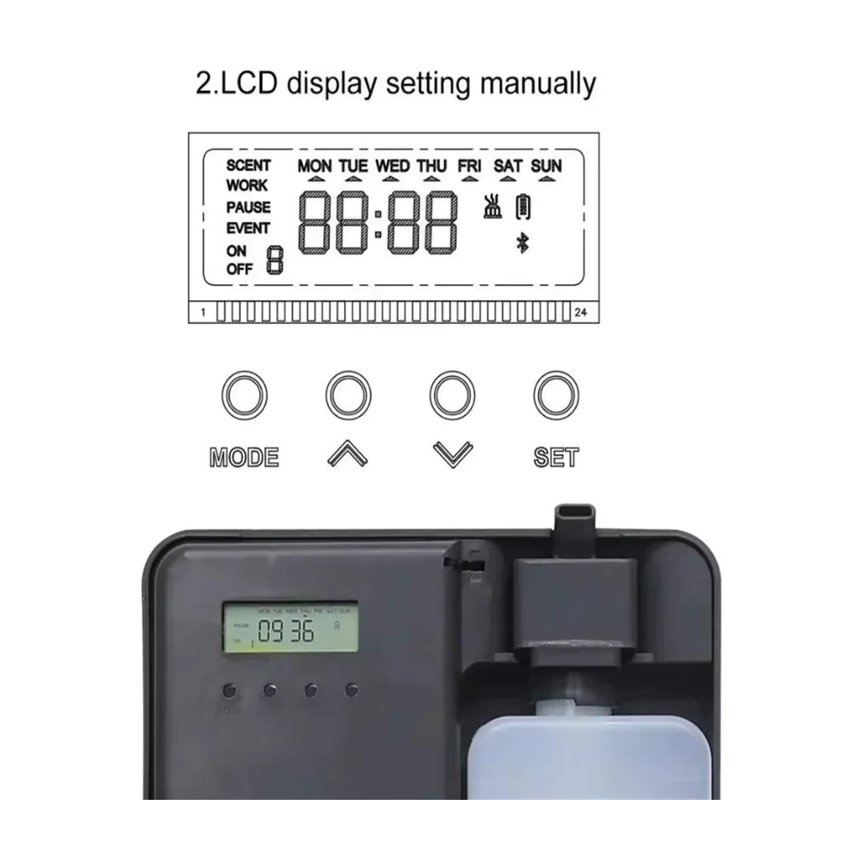 Smart Duft Diffusor PDQ Elektrischer Lufterfrischer für Ätherische Öle, Wasserlos, Schwarz, 500 ml Kapazität - Bild 4