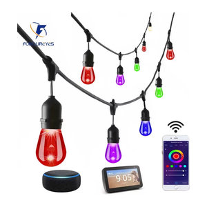 Smart LED Lichterkette für Outdoor und Garten von foroureyes, RGB S14 Birnen, Wasserdicht, Wifi Tuya Steuerung, Bunt
