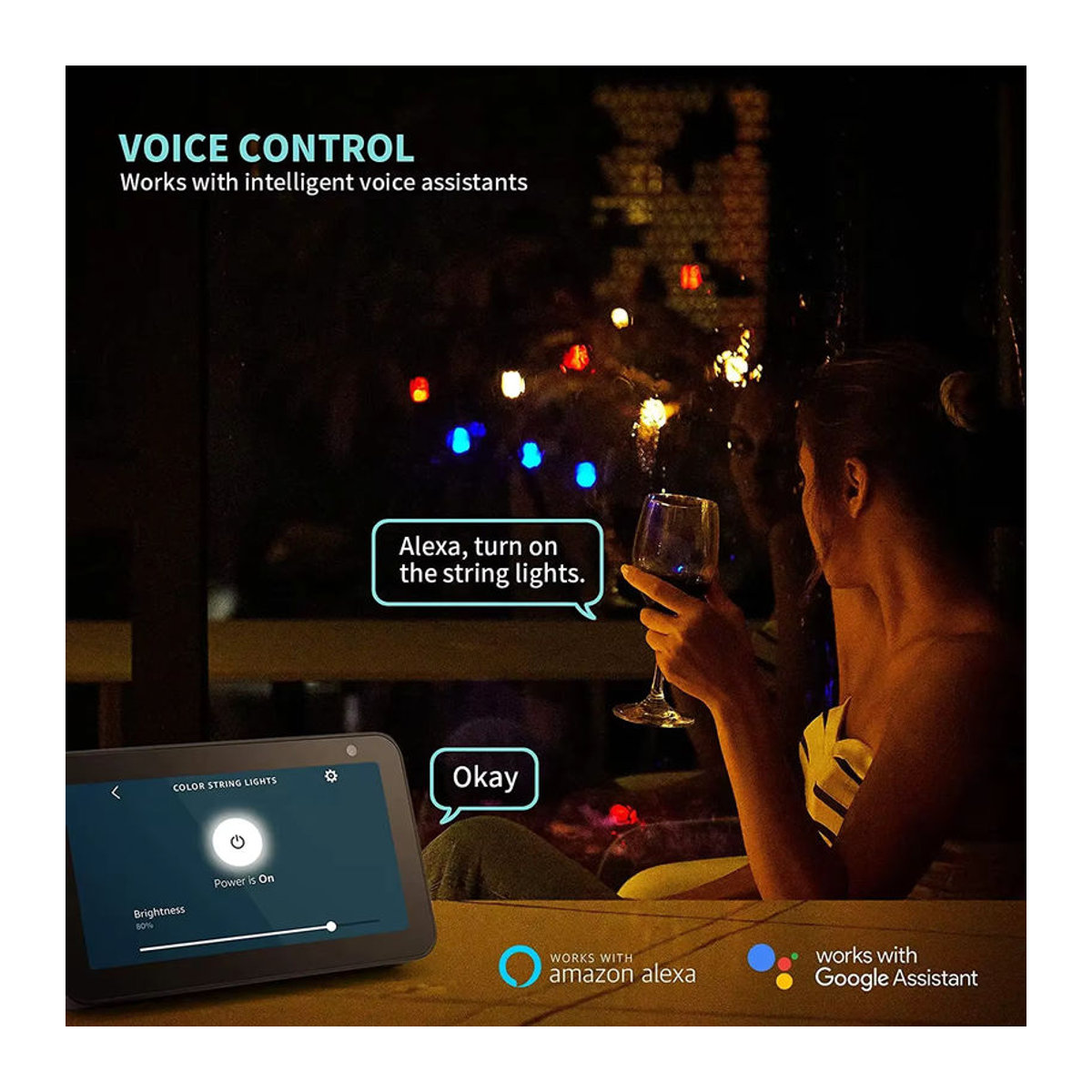 Smart LED Lichterkette für Outdoor und Garten von foroureyes, RGB S14 Birnen, Wasserdicht, Wifi Tuya Steuerung, Bunt - Bild 5
