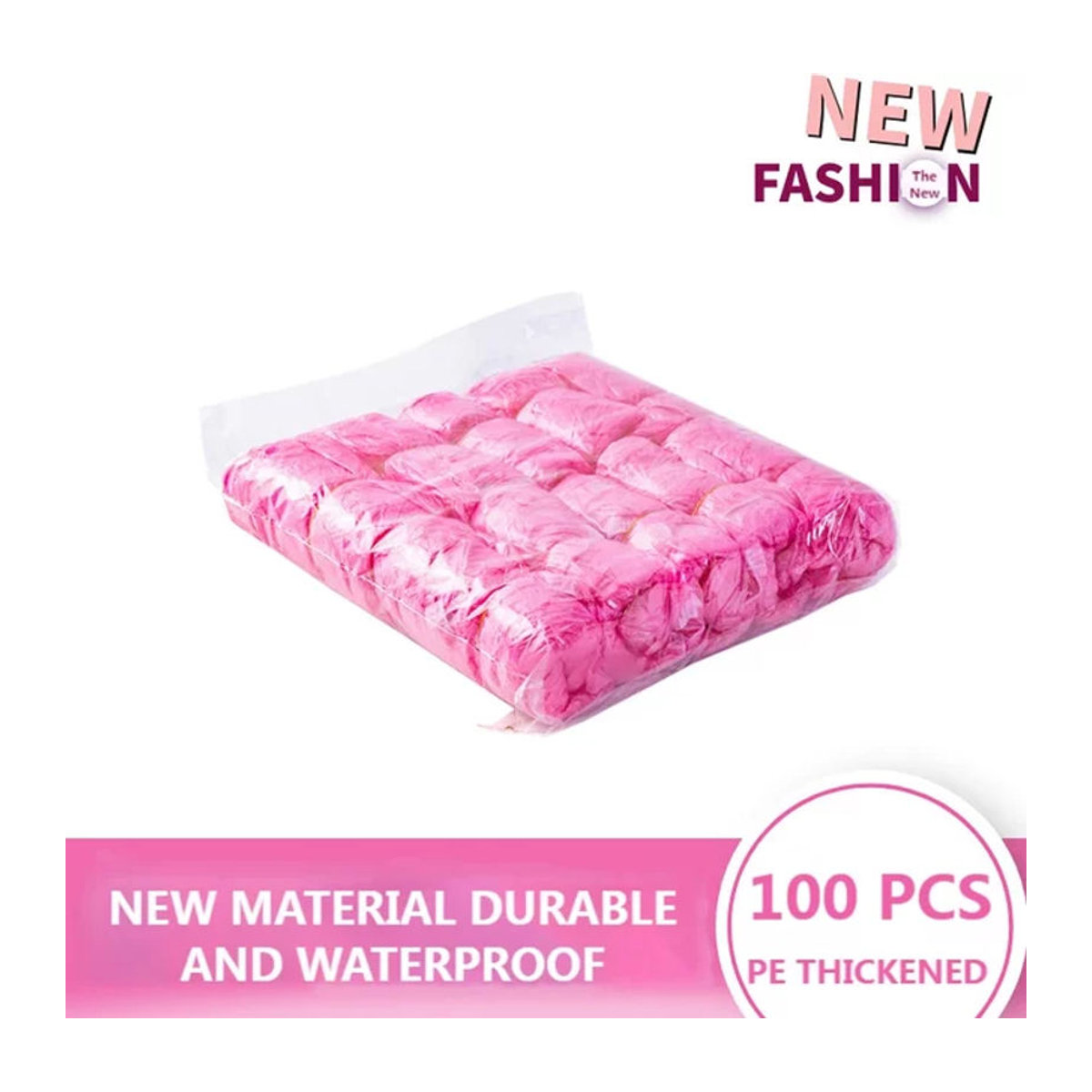 SMATLELF 100er Set Einweg-Überschuhe aus Kunststoff, wasserdichte Schuhüberzüge für Reinigung und Outdoor, Blau und Rosa - Bild 1