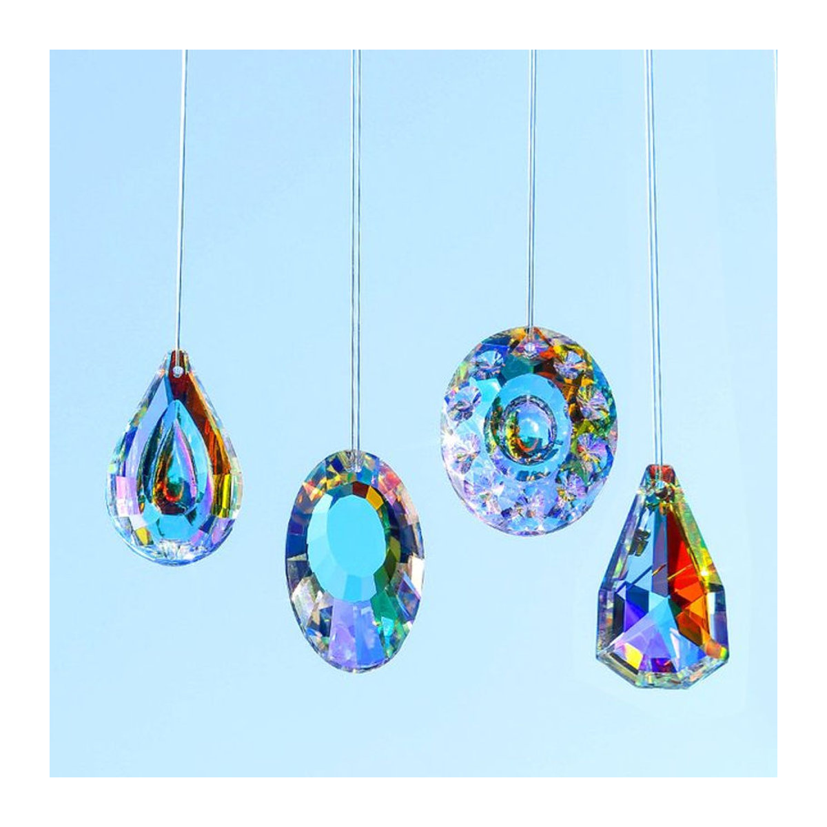 SMI Fine Kristall Prisma Anhänger Set aus Glas, 10er Set mehrfarbige facettierte Sonnenfänger zur Dekoration - Bild 1