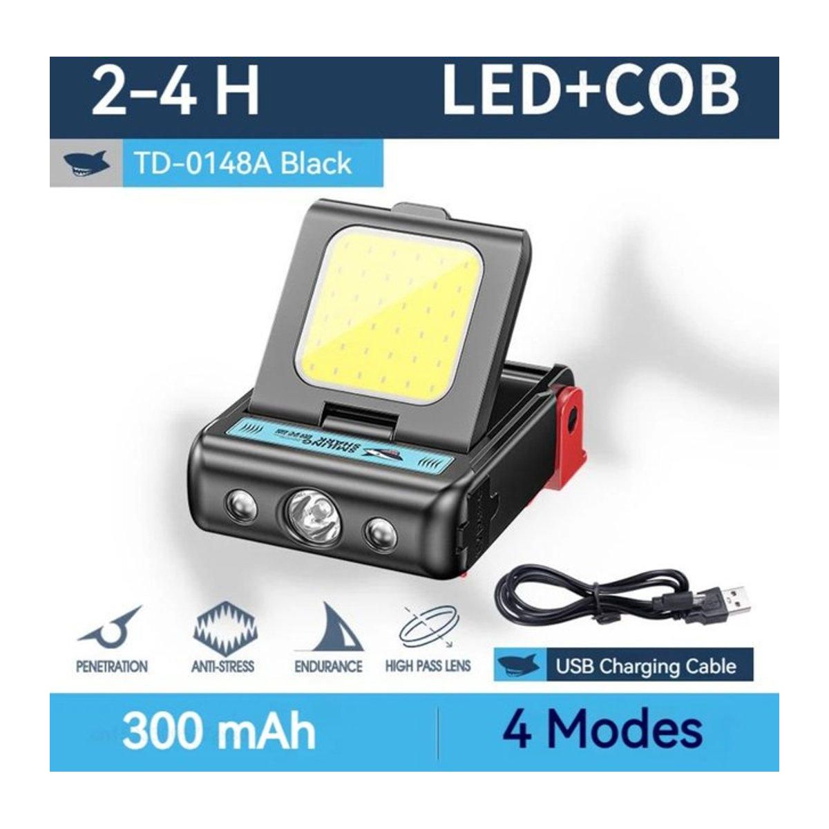 Smile Shark TD0148 LED-Scheinwerfer als tragbarer Hutclip, wiederaufladbare Taschenlampe für Camping, Angeln und Nachtarbeit - Bild 1