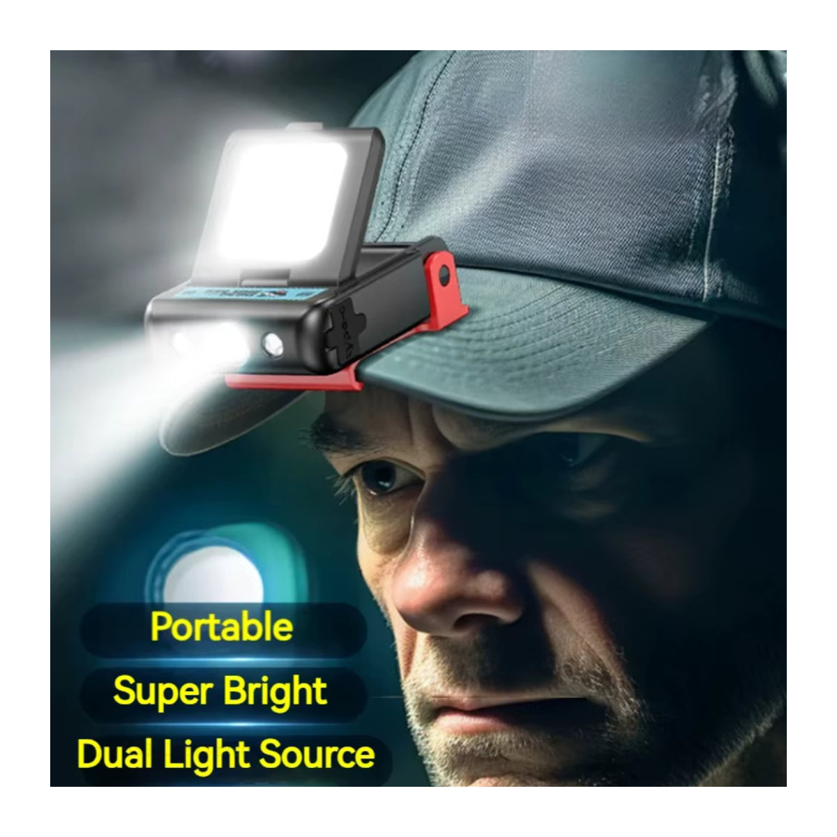 Smile Shark TD0148 LED-Scheinwerfer als tragbarer Hutclip, wiederaufladbare Taschenlampe für Camping, Angeln und Nachtarbeit - Bild 2