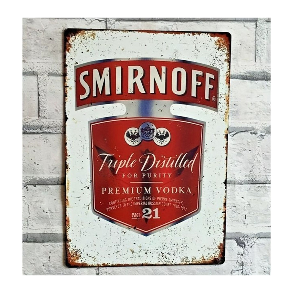 Smirnoff Vintage Bar-Schild aus Metall in Weiß, rechteckige Wanddekoration für dein Zuhause, B: 30 cm, H: 20 cm - Bild 1