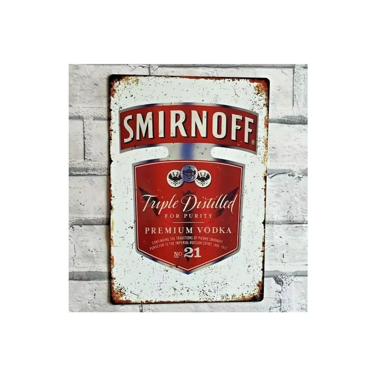 Smirnoff Vintage Bar-Schild aus Metall in Weiß, rechteckige Wanddekoration für dein Zuhause, B: 30 cm, H: 20 cm - Bild 2