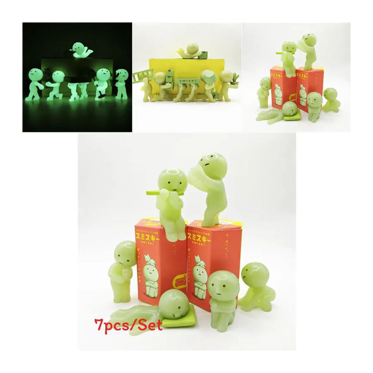 Smiski Nachtlicht Sammelbare PVC-Figuren Set von CoralEbb in Grün zur Dekoration - Bild 2