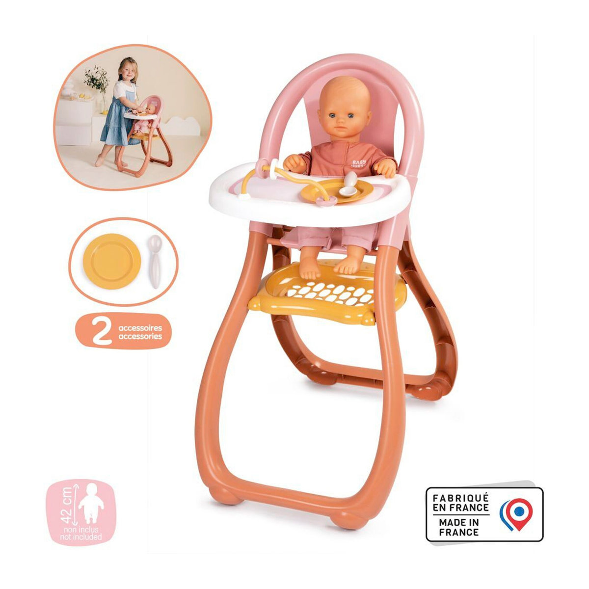 Smoby Puppen Hochstuhl in Rosa aus Kunststoff - Bild 2