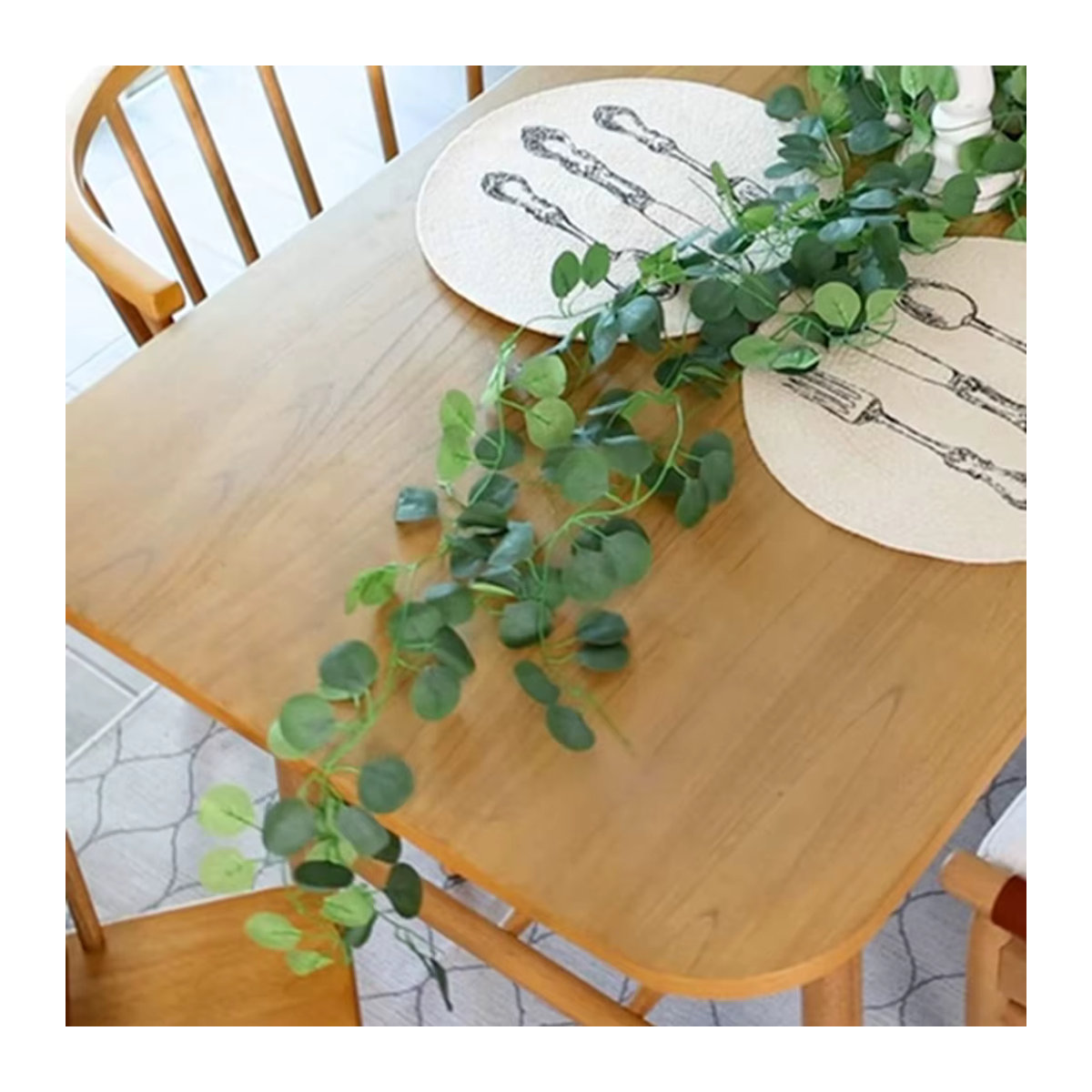 Smr Künstliche Eukalyptus Blätter Girlande in Grün, 200 cm hängend für Dekoration von Hochzeit, Weihnachten und Garten - Bild 3
