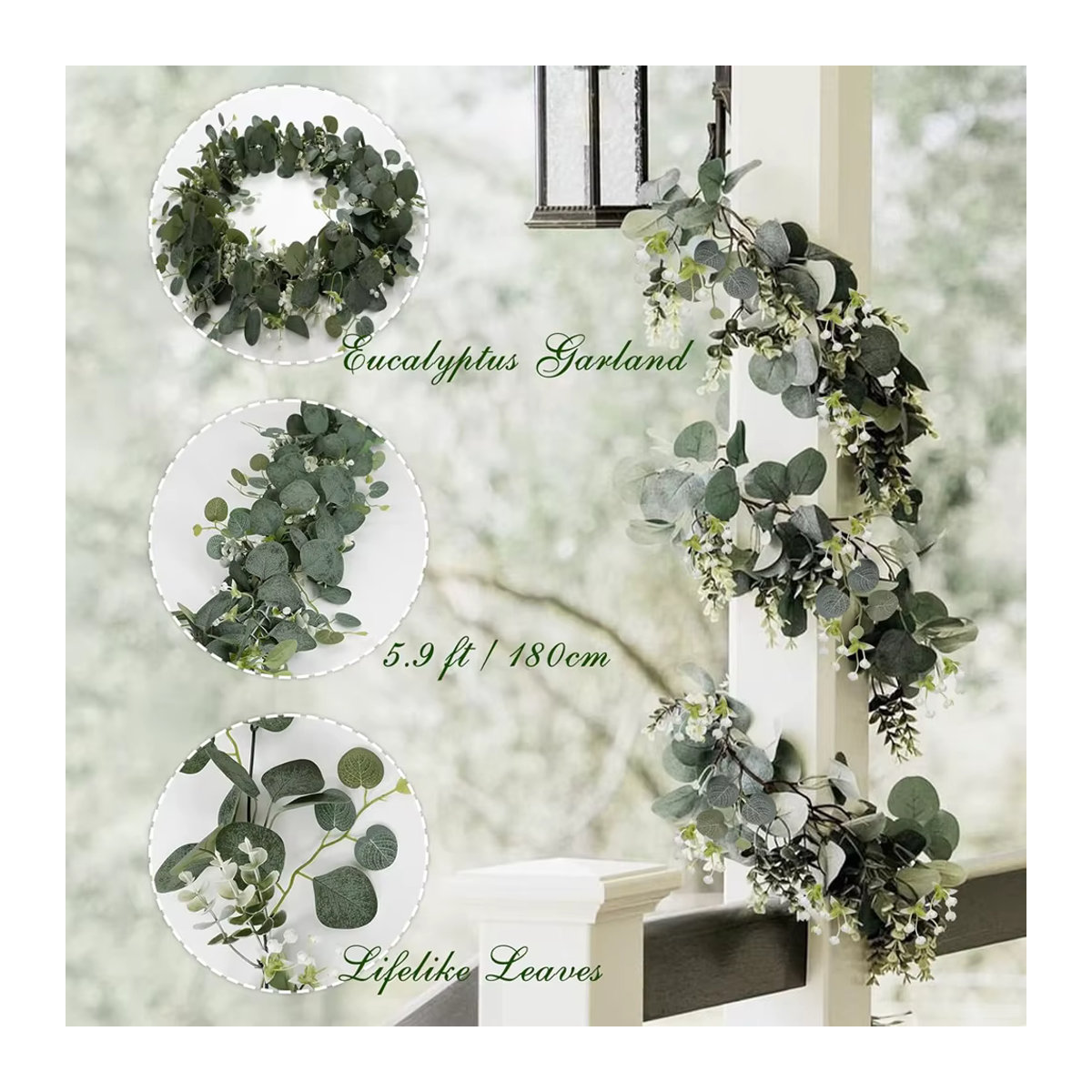 Smr Künstliche Eukalyptus-Girlande in Grün als dekorative Hängepflanze für Hochzeit, Weihnachten und Garten - Bild 3