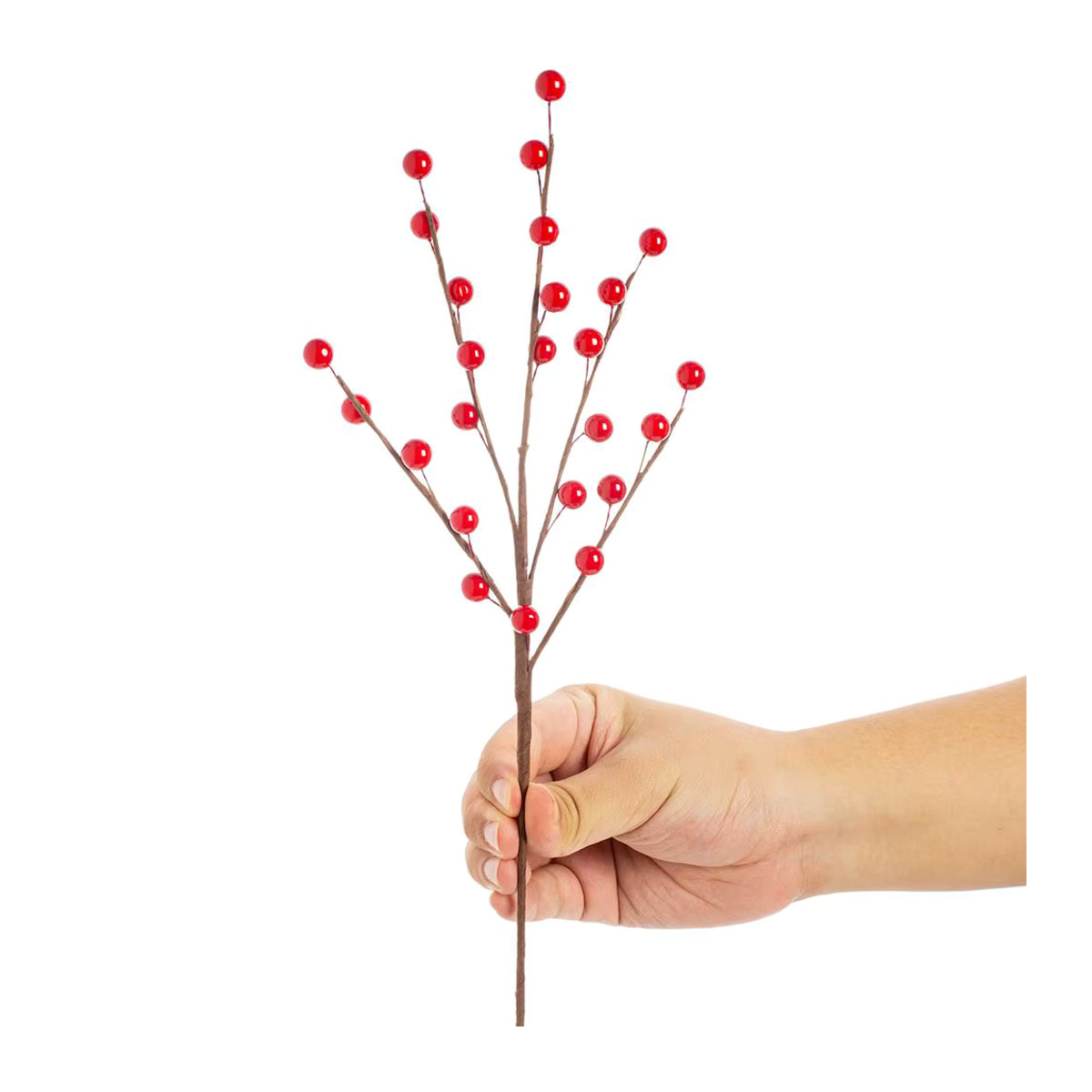 Smr Künstliche Holly Pflanzen mit roten Beeren in Rot und Grün für Weihnachten und Hochzeiten - Bild 5