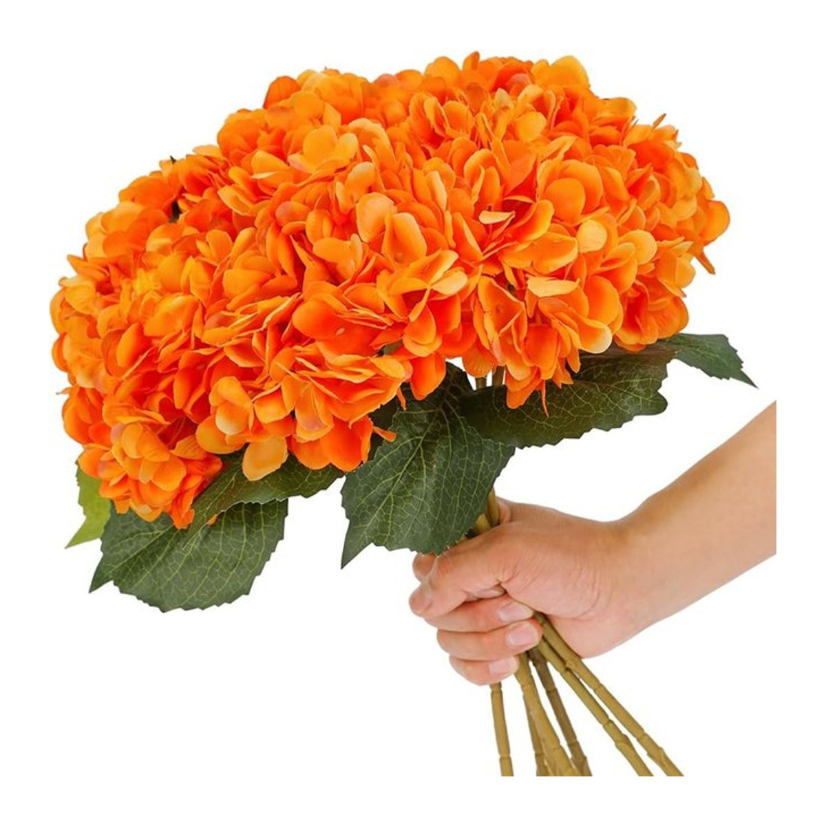 Smr Künstliche Hortensien aus Seide in Orange als Brautbouquet für Hochzeiten und Dekorationen - Bild 1