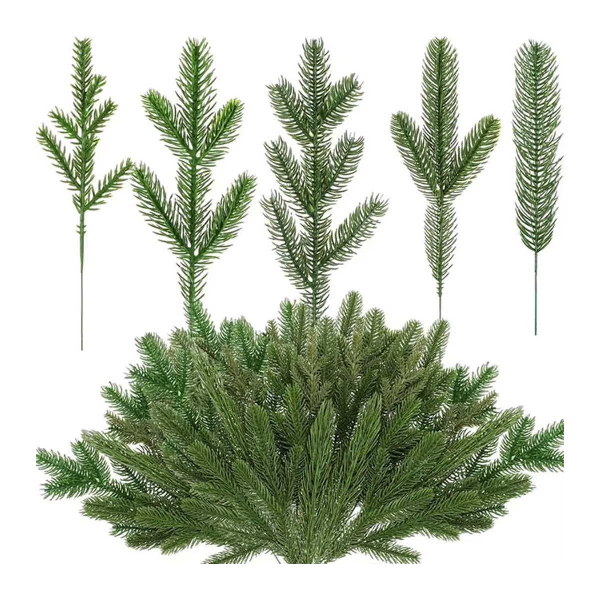 Smr Künstliche Pflanzen Grün für Weihnachtsdekoration, Hochzeit und Outdoor-Zimmerdekoration, 5 Stück - Bild 2