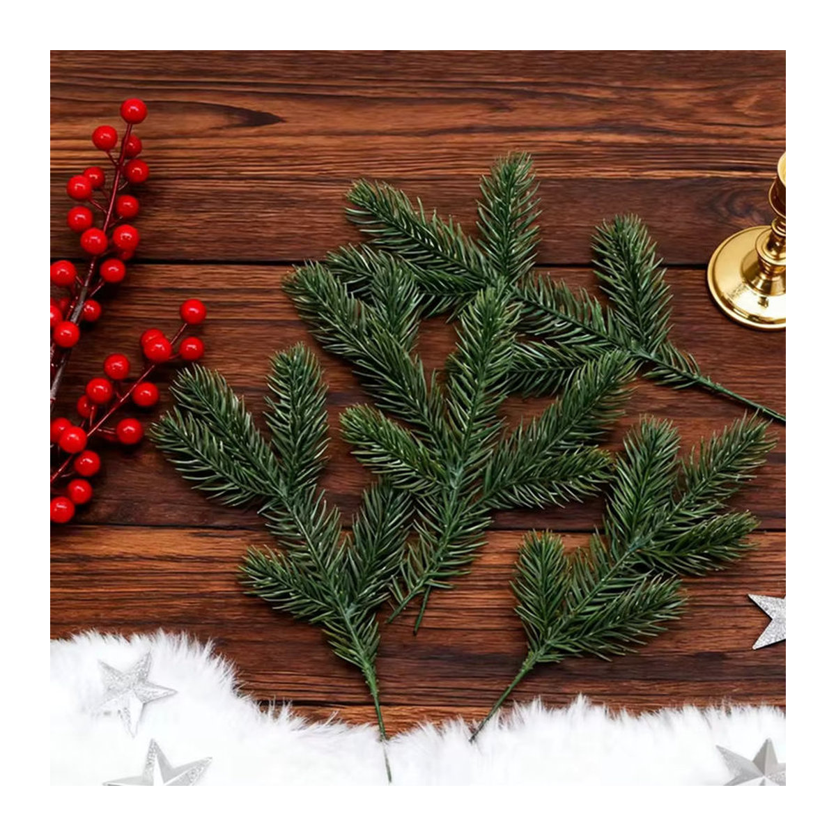Smr Künstliche Pflanzen Grün für Weihnachtsdekoration, Hochzeit und Outdoor-Zimmerdekoration, 5 Stück - Bild 3