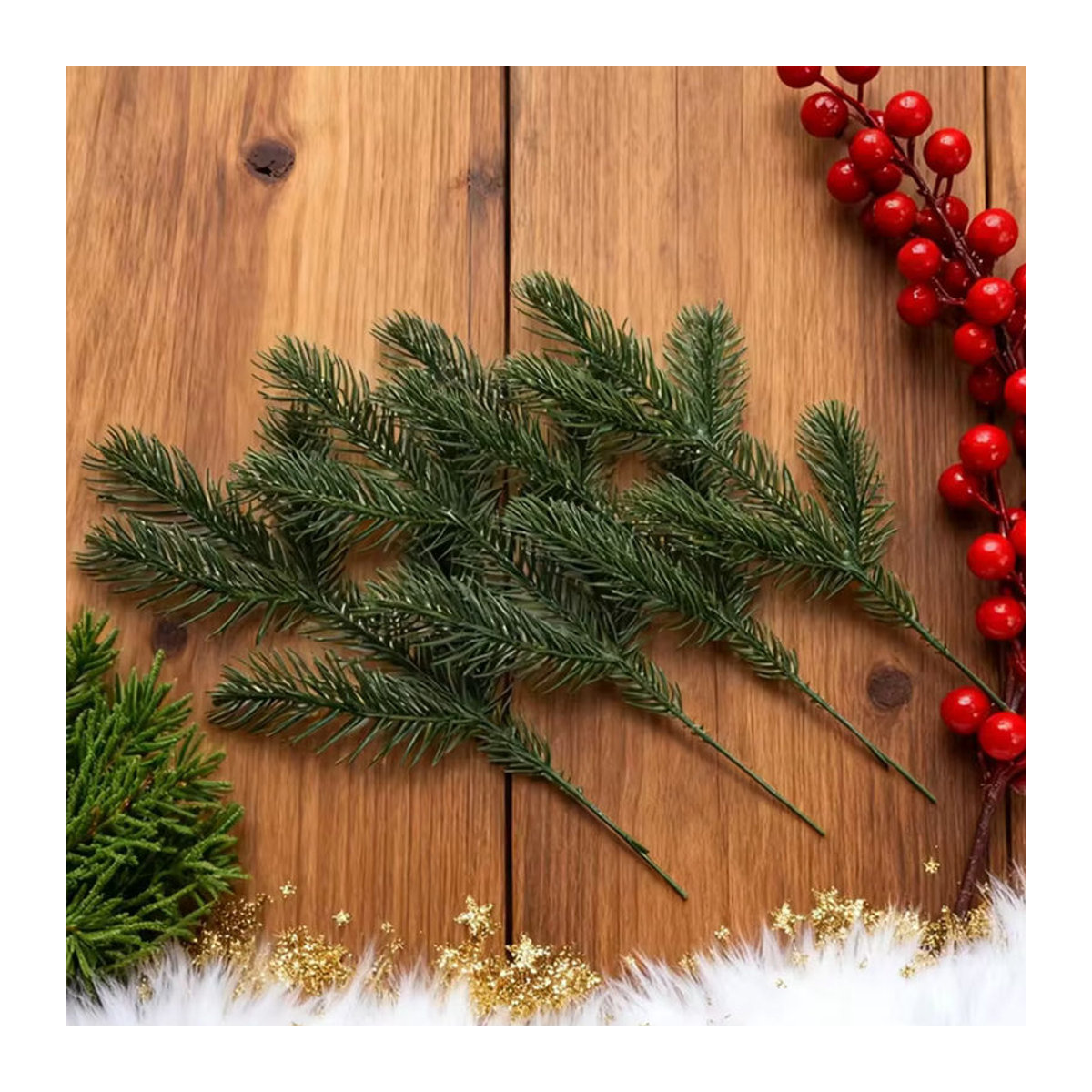 Smr Künstliche Pflanzen Grün für Weihnachtsdekoration, Hochzeit und Outdoor-Zimmerdekoration, 5 Stück - Bild 4
