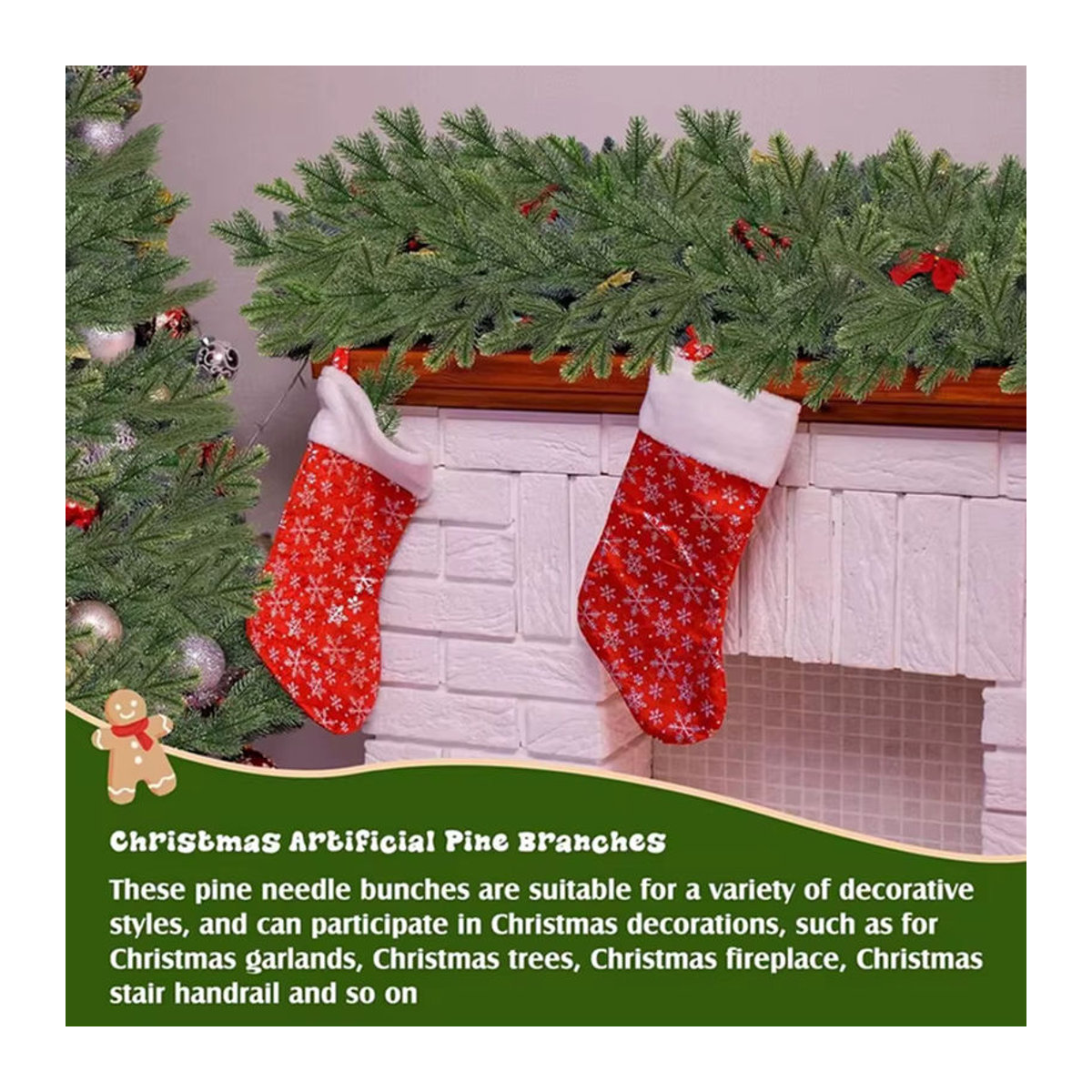 Smr Künstliche Pflanzen Grün für Weihnachtsdekoration, Hochzeit und Outdoor-Zimmerdekoration, 5 Stück - Bild 5