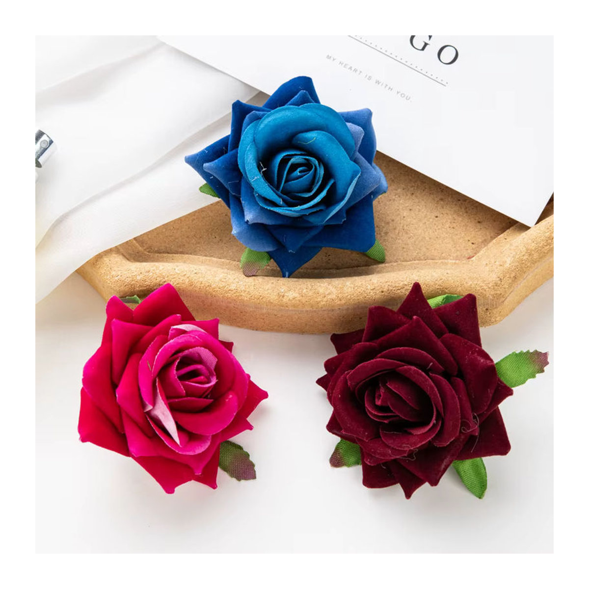 Smr Künstliche Rosen aus Textil in Mehrfarbig für Dekorationen wie Hochzeit, Weihnachten und Neujahr - Bild 4