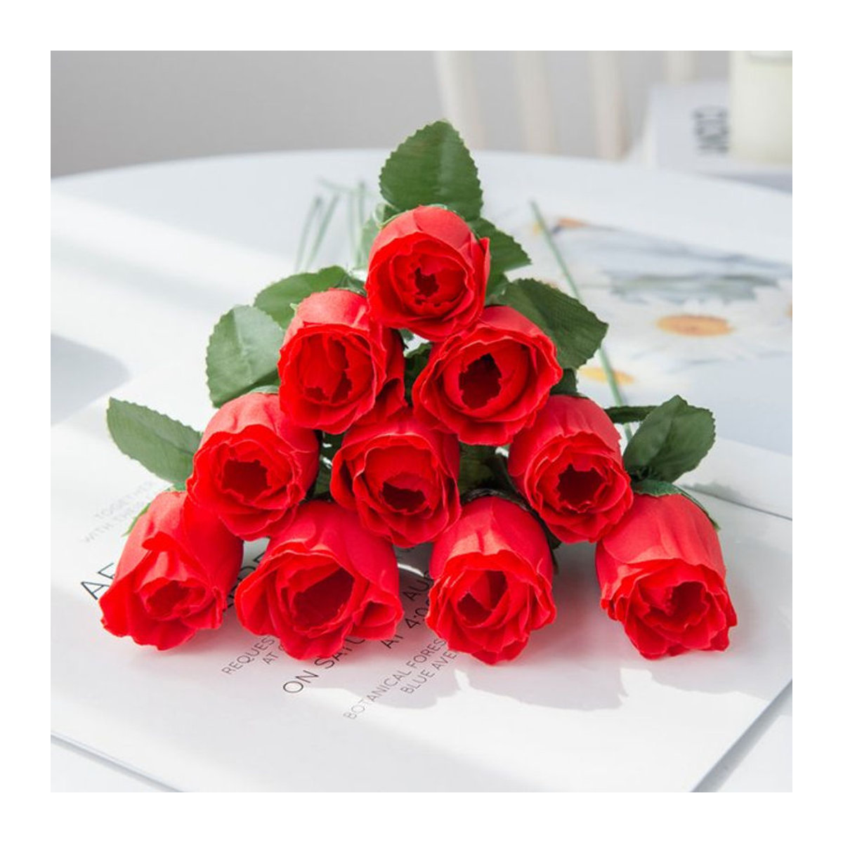 Smr Künstliche Rosen Bouquet aus roter Seide für Dekoration bei Hochzeit und im Garten, 10 oder 20 Stück - Bild 1