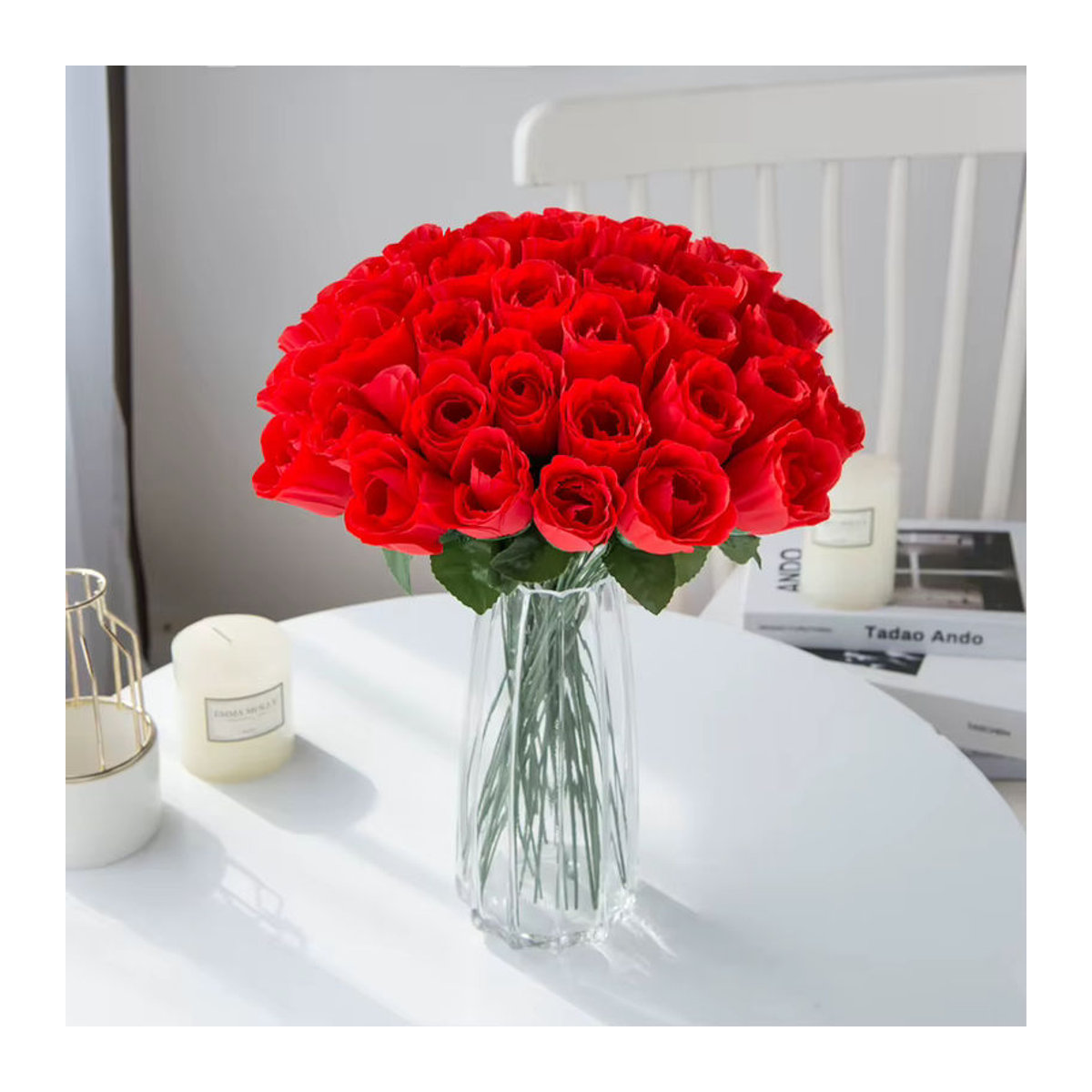 Smr Künstliche Rosen Bouquet aus roter Seide für Dekoration bei Hochzeit und im Garten, 10 oder 20 Stück - Bild 2