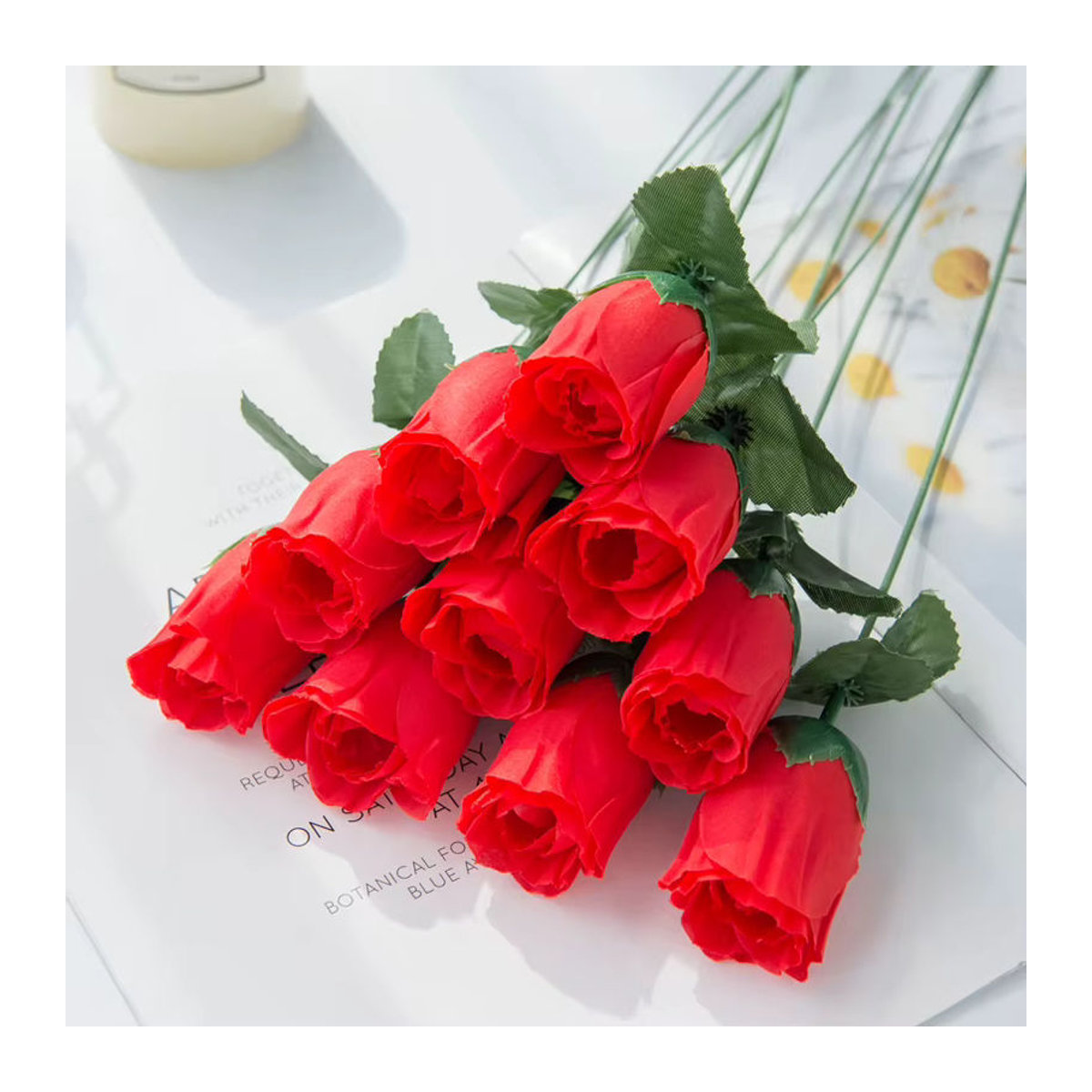 Smr Künstliche Rosen Bouquet aus roter Seide für Dekoration bei Hochzeit und im Garten, 10 oder 20 Stück - Bild 3