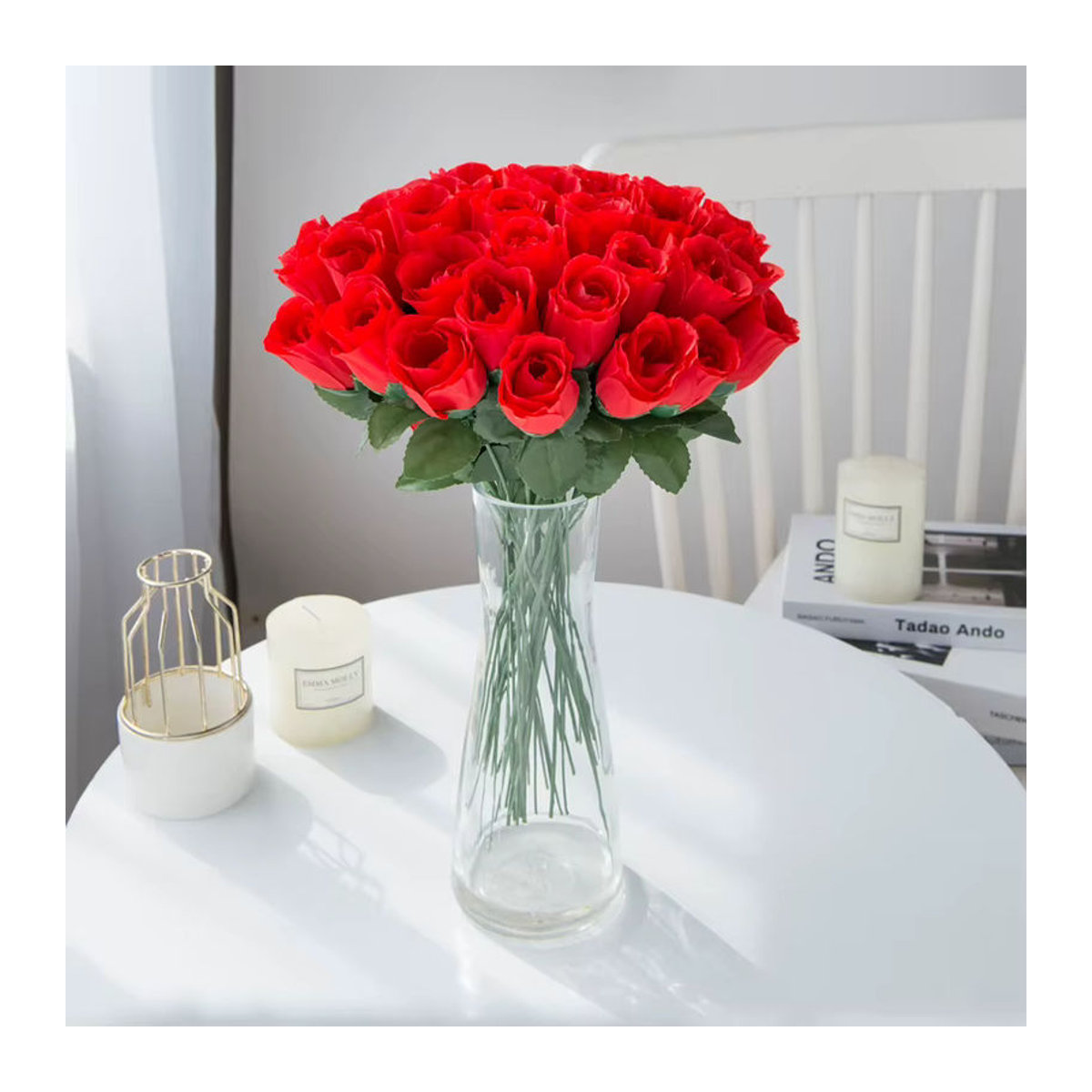 Smr Künstliche Rosen Bouquet aus roter Seide für Dekoration bei Hochzeit und im Garten, 10 oder 20 Stück - Bild 6