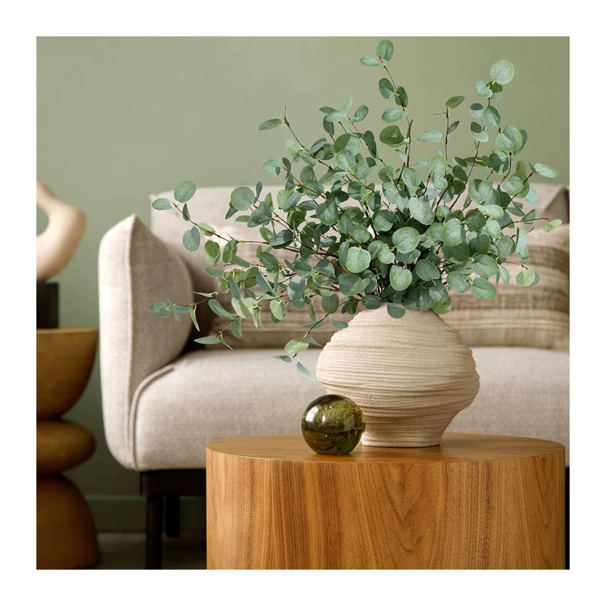 Smvp Künstliche Eukalyptus-Stiele in Grün und Grau aus Textil für Hochzeitsdekoration und DIY-Blumenarrangements - Bild 2