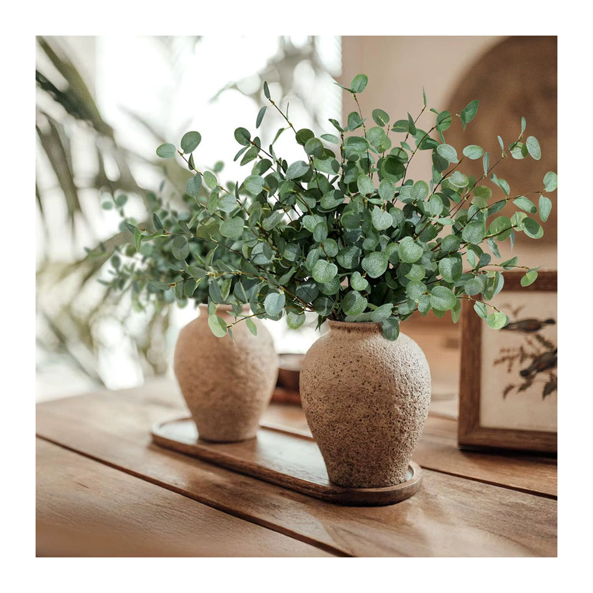 Smvp Künstliche Eukalyptus-Stiele in Grün und Grau aus Textil für Hochzeitsdekoration und DIY-Blumenarrangements - Bild 3