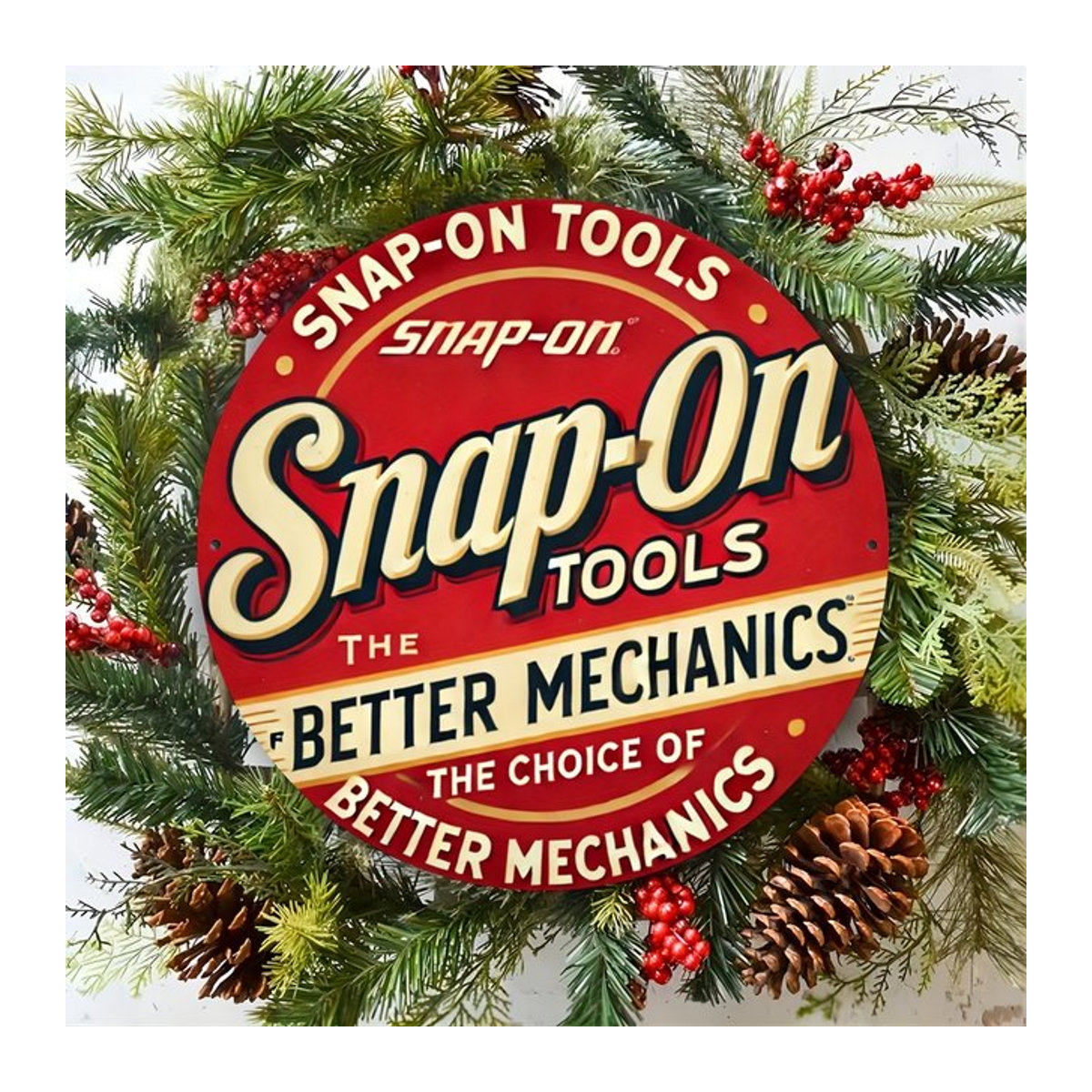 Snap-On Tools Vintage-Metallschild mit The Better Mechanics Design, rote Retro-Wanddekoration aus Metall für Garage und Zuhause, B/H: 20 x 20 cm - Bild 1